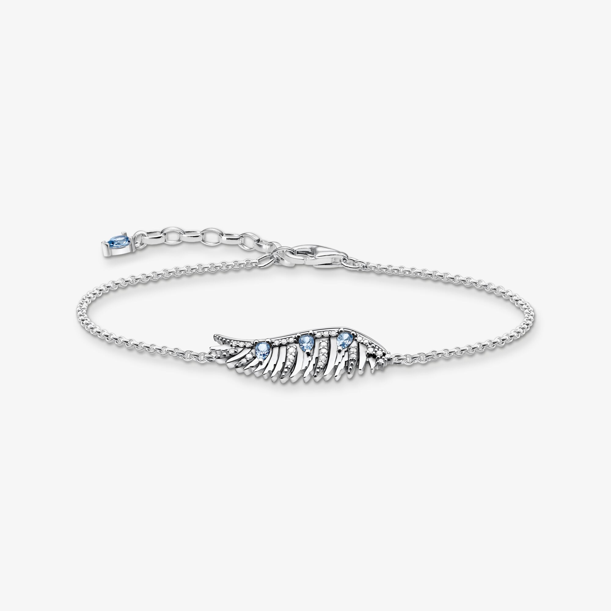 THOMAS SABO Armband Phönix-Flügel mit blauen Steinen silber, Sterlingsilber, Größe: 19 cm, Damen