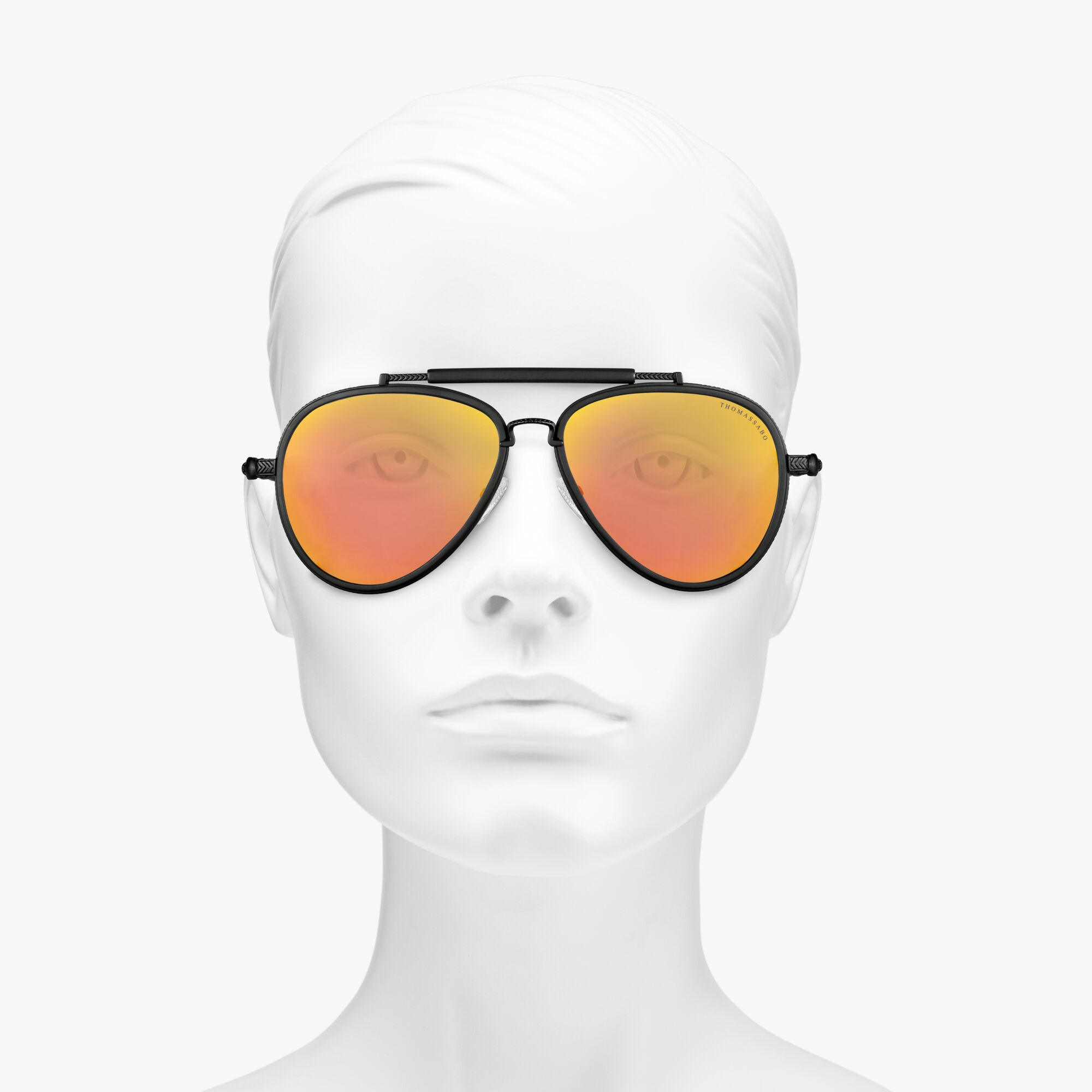 Lunettes de soleil aviateur noires HARRISON, aux verres orange à