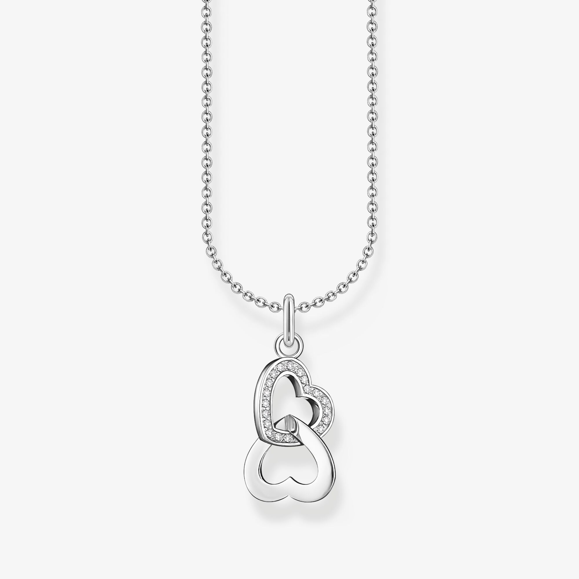THOMAS SABO Kette mit Anhänger verschlungene Herzen Silber, Sterlingsilber, Größe: 45 cm, Damen