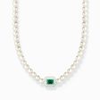 Choker avec perles blanches et pierre verte de la collection Charming Collection dans la boutique en ligne de THOMAS SABO