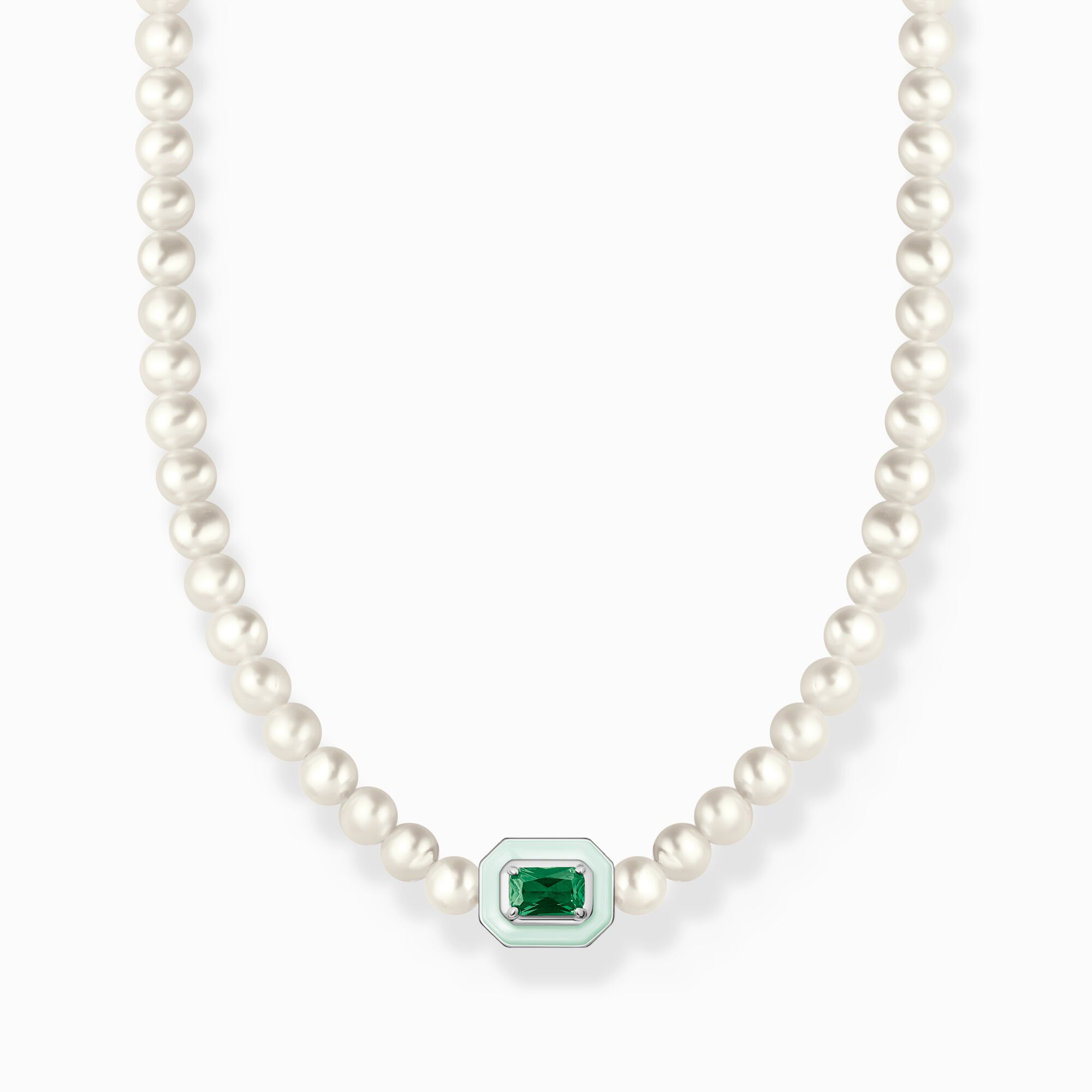 Choker with white pearls and green stone from the Charming Collection collection in the THOMAS SABO online store