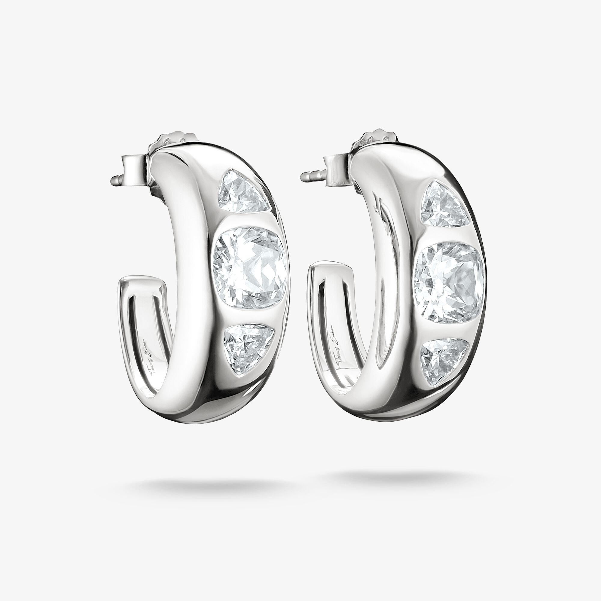 THOMAS SABO Créoles zirconiums blancs Bold Elegance argent Argent sterling, Taille: one size, pour femme