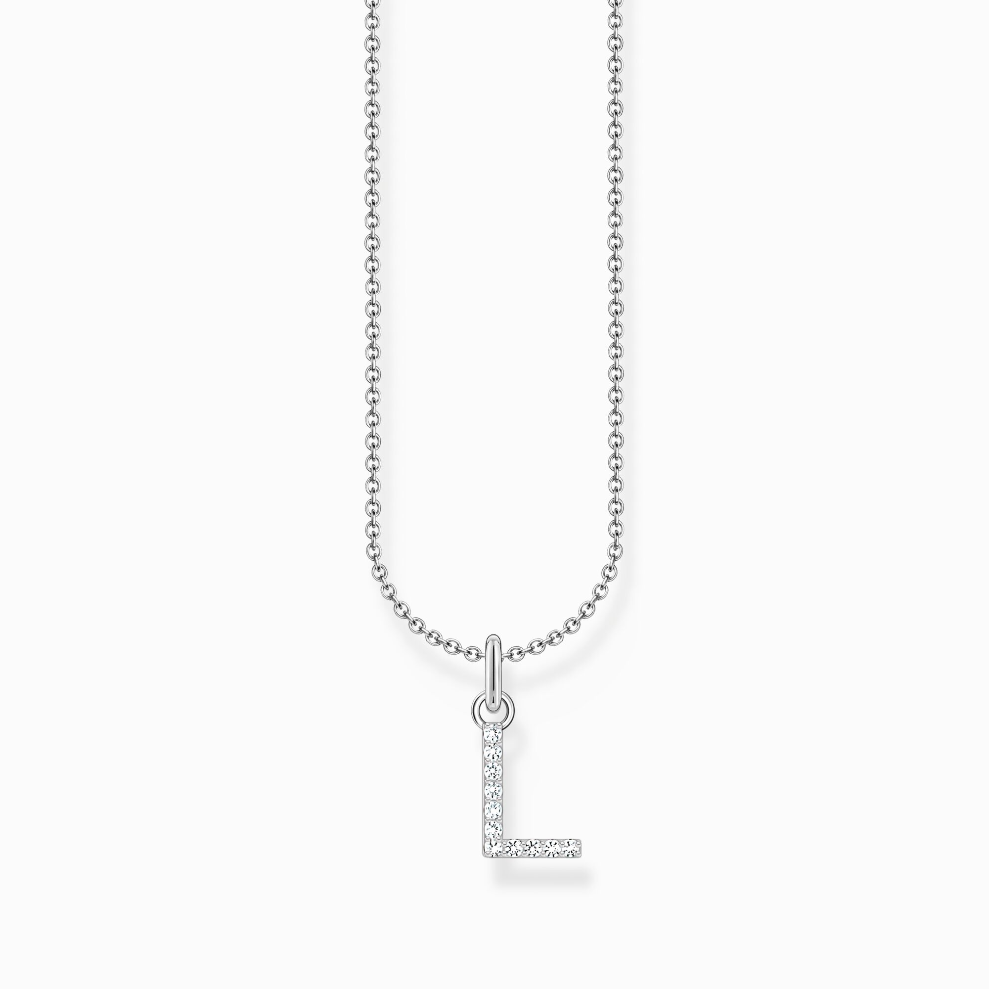 Silver necklace with letter pendant L and white zirconia from the Charming Collection collection in the THOMAS SABO online store