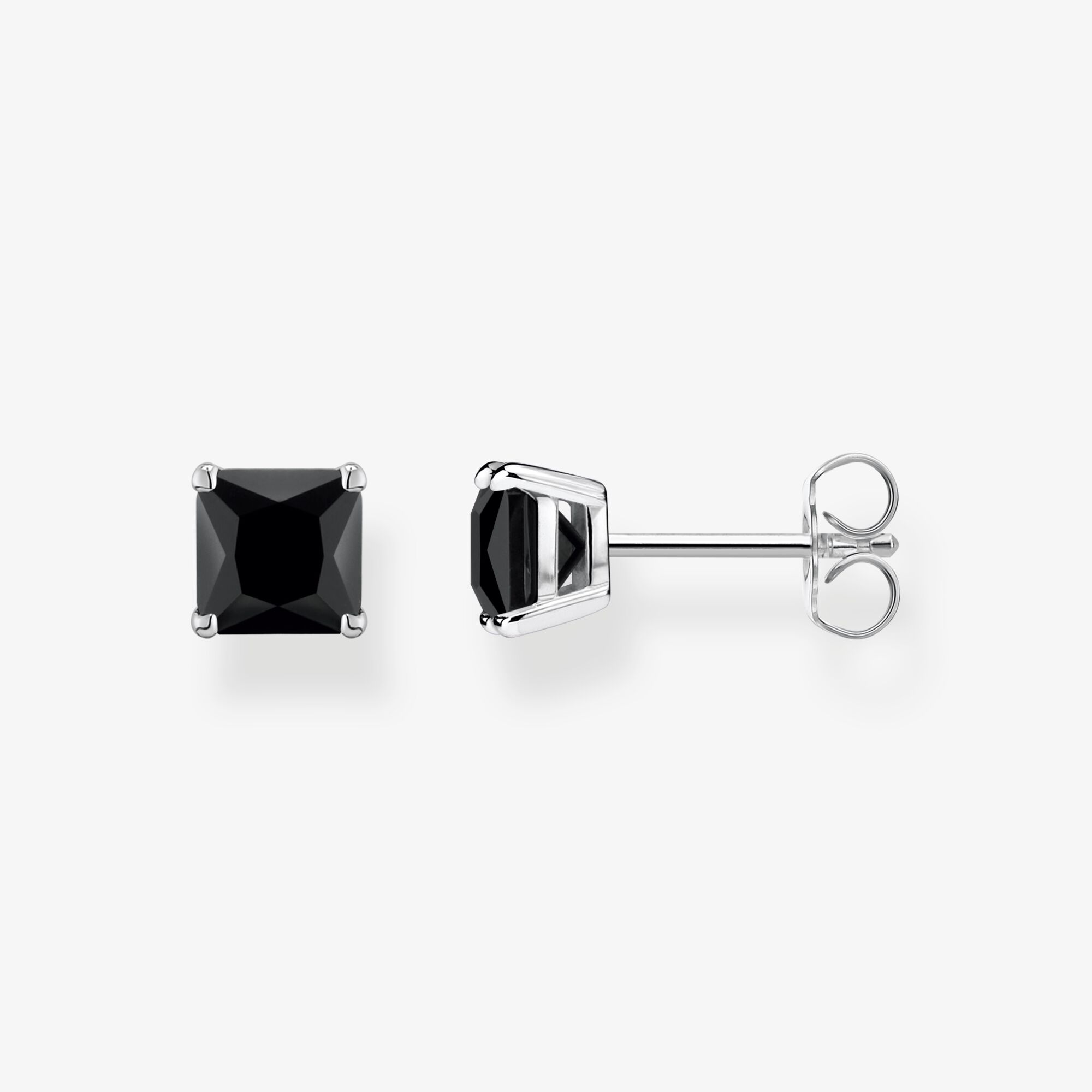 THOMAS SABO Clous d'oreilles avec pierre noires argent, Argent sterling, Taille: one size, femme