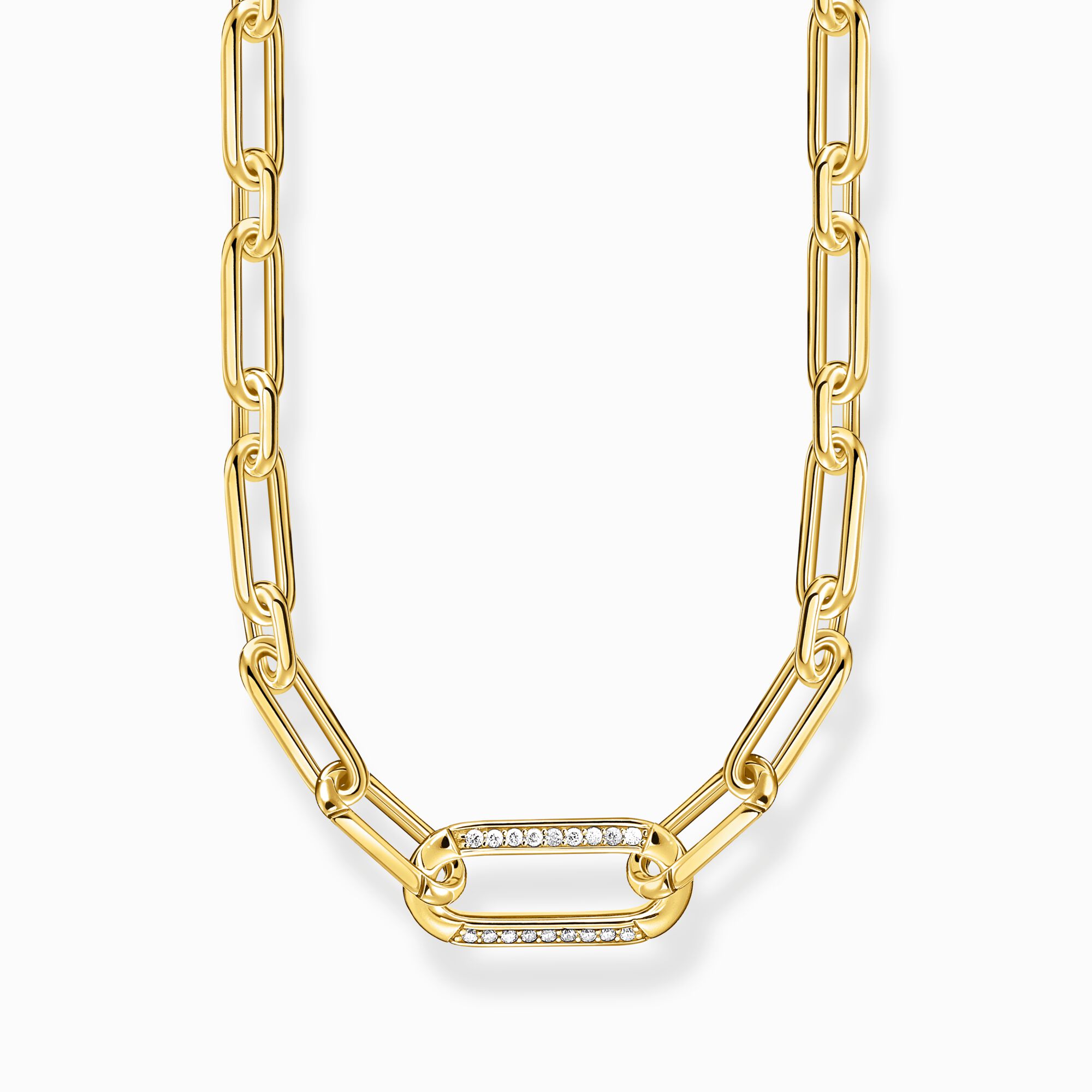 Yellow-gold plated link necklace with anchor element and zirconia from the  collection in the THOMAS SABO online store