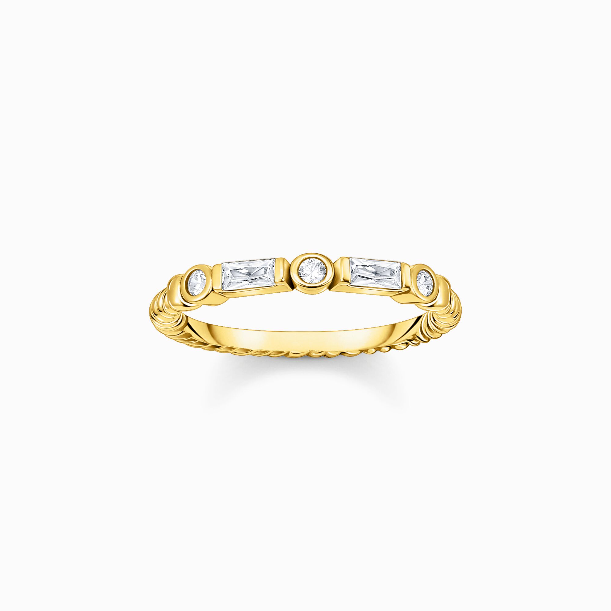 Band ring rope with white stones gold plated from the  collection in the THOMAS SABO online store