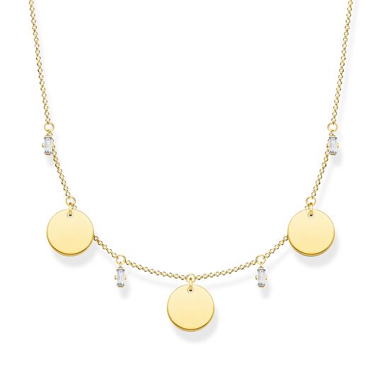 Necklace with three discs and white stones gold from the  collection in the THOMAS SABO online store
