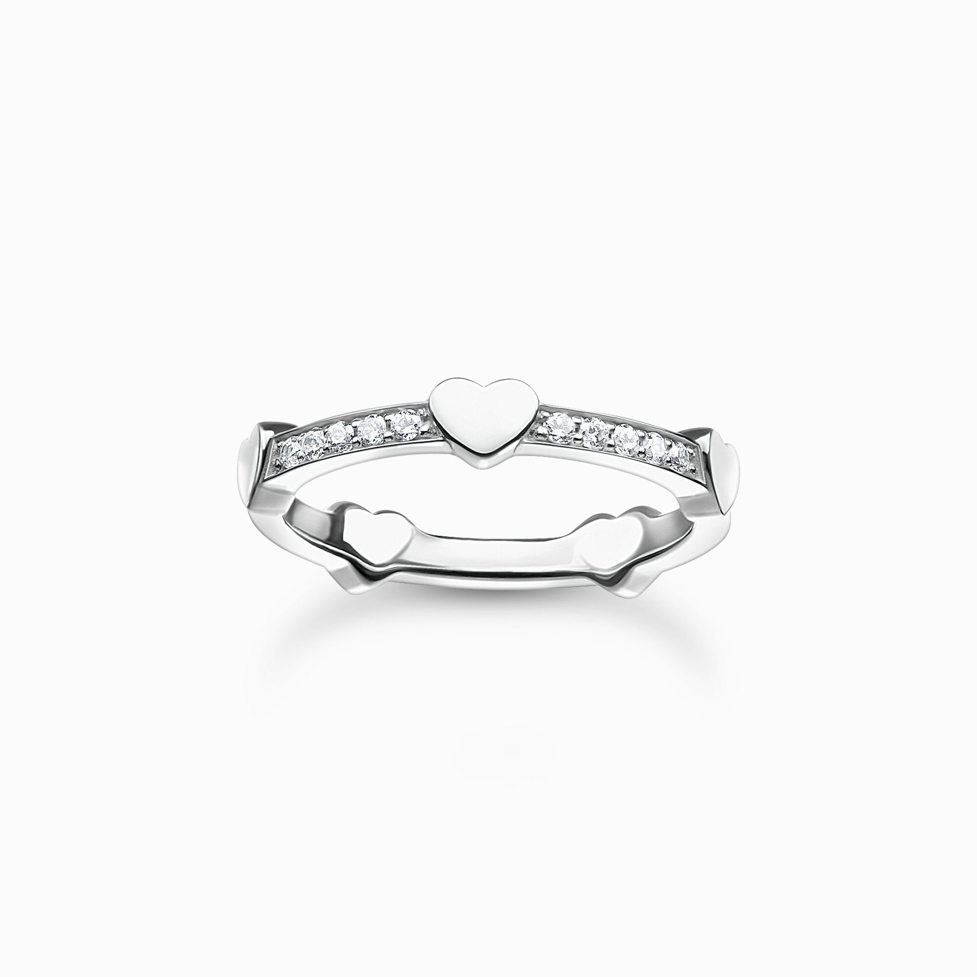 Anillo pav&eacute; con corazones plata de la colección Charming Collection en la tienda online de THOMAS SABO