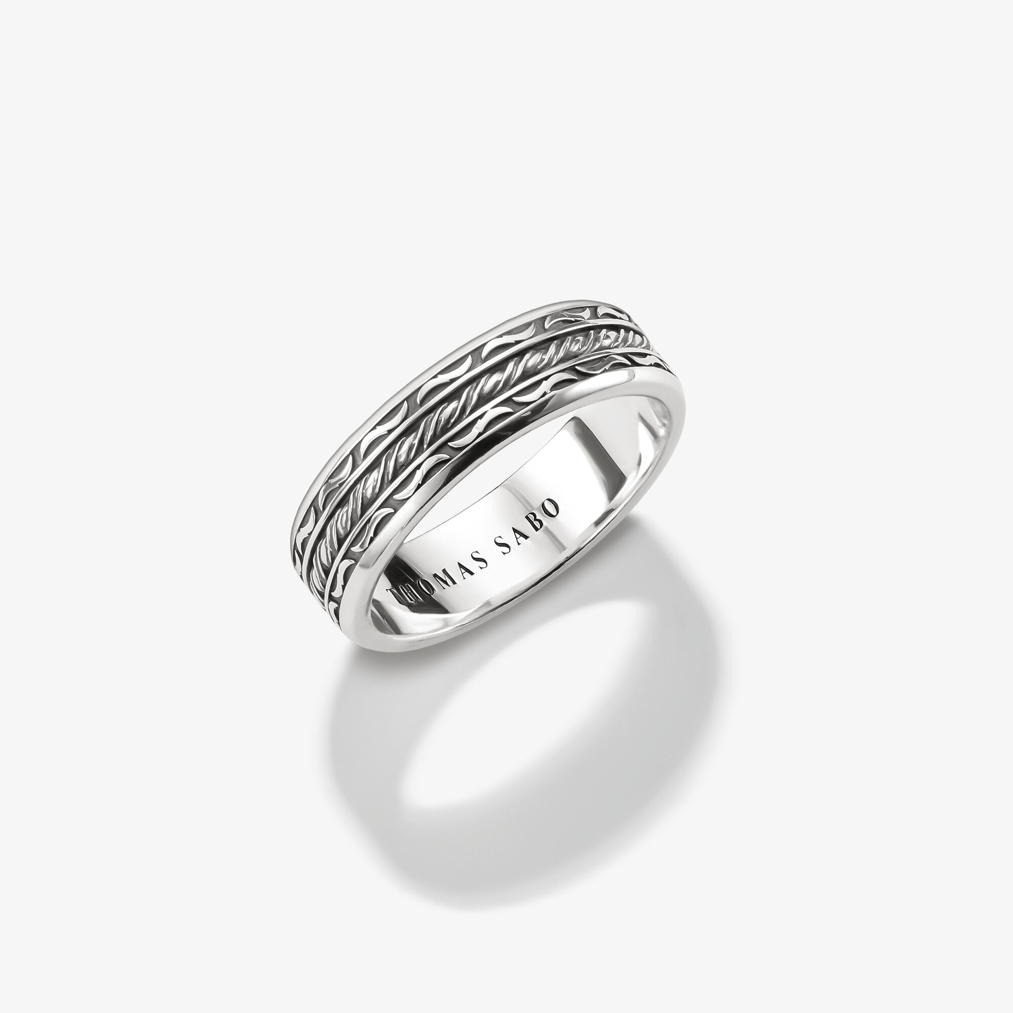THOMAS SABO Ring Bandring gedrehter Mittelsteg Silber, Sterlingsilber geschwärzt, Größe: 58, Unisex