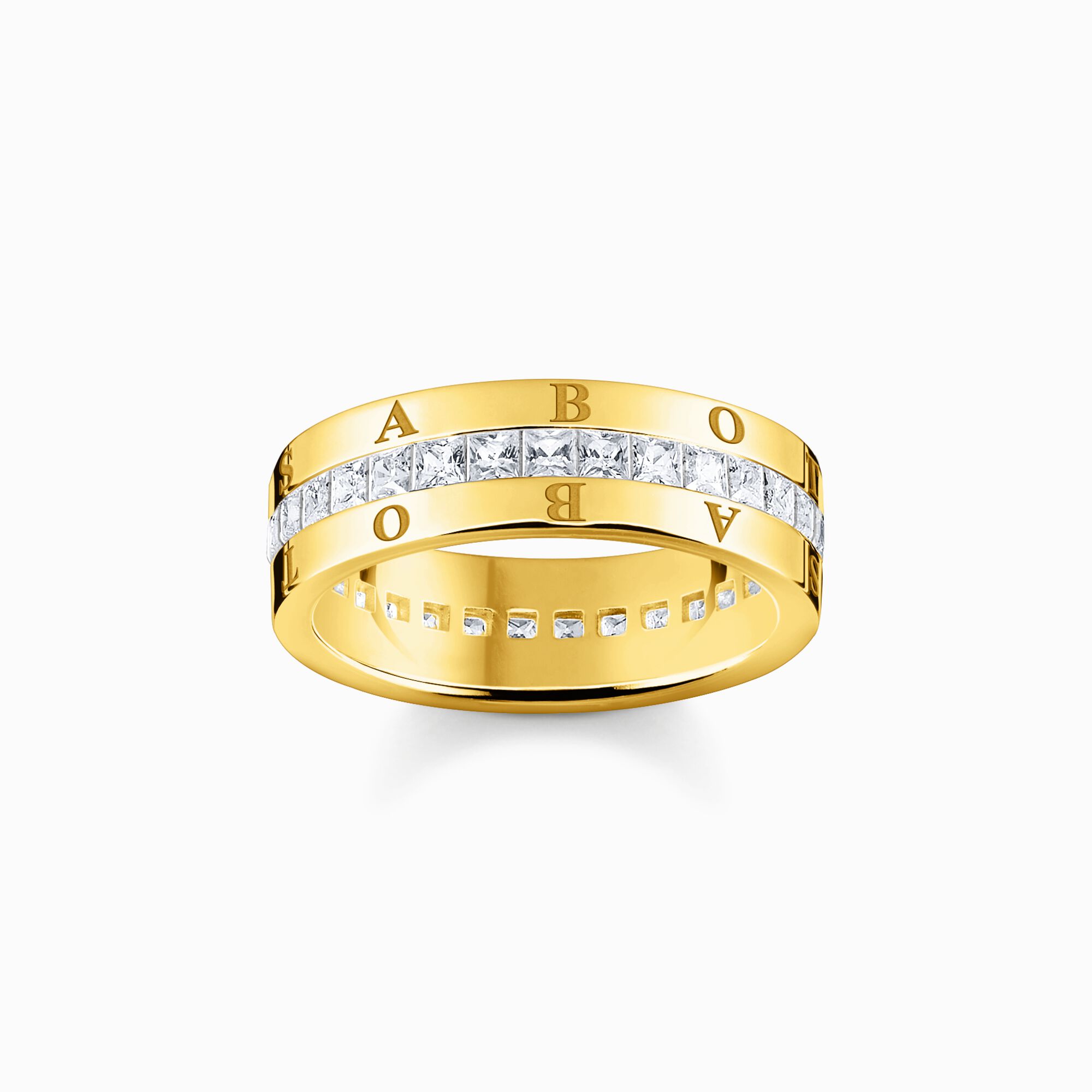 Band ring with white stones pav&eacute; gold plated from the  collection in the THOMAS SABO online store