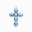Anh&auml;nger Kreuz mit gro&szlig;en aqua Steinen und Stern Silber aus der  Kollektion im Online Shop von THOMAS SABO