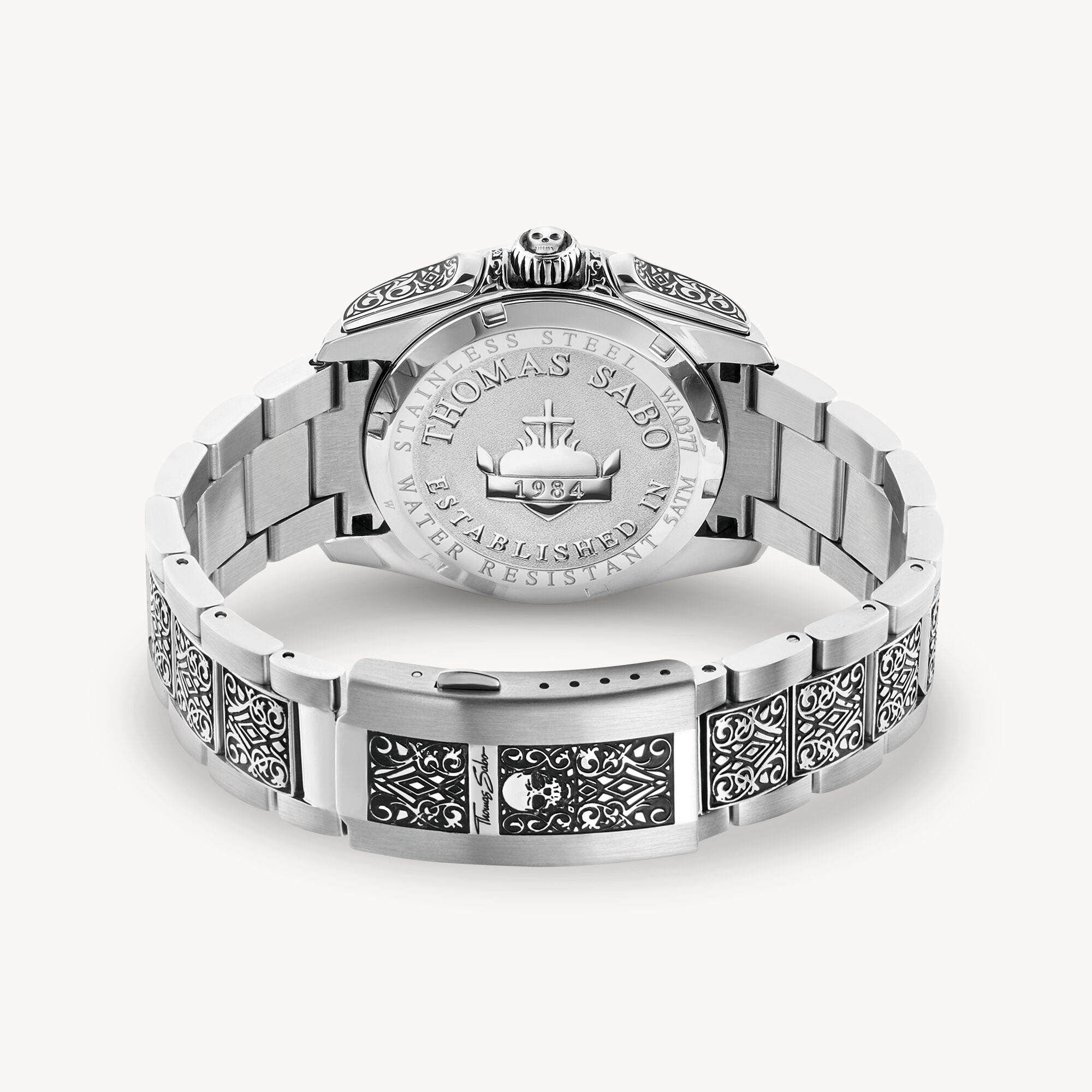 Men's watch Rebel at Heart skull black silver-coloured THOMAS SABO