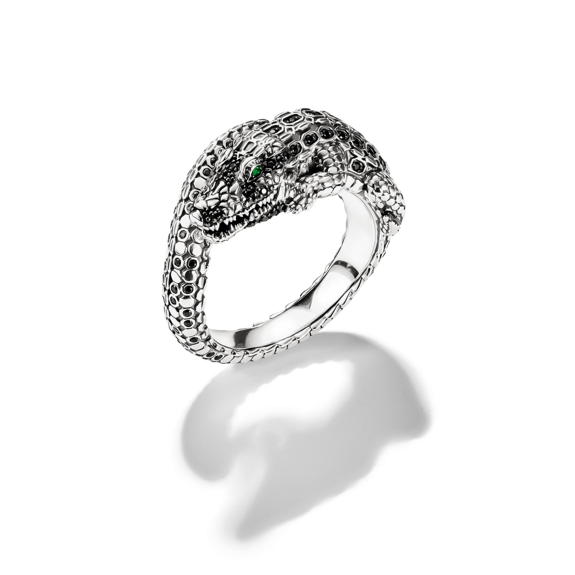 Thomas Sabo Ring Krokodil mit schwarzen und grünen Steinen Silber geschwärzt mehrfarbig TR2421-347-7-58