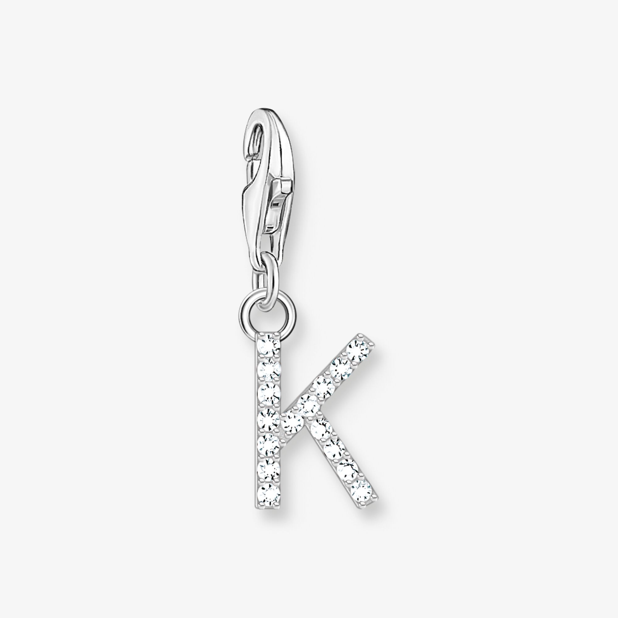 THOMAS SABO Charm-hängsmycke bokstaven K med vita stenar silver, 925 sterlingsilver, Storlek: one size, för damer