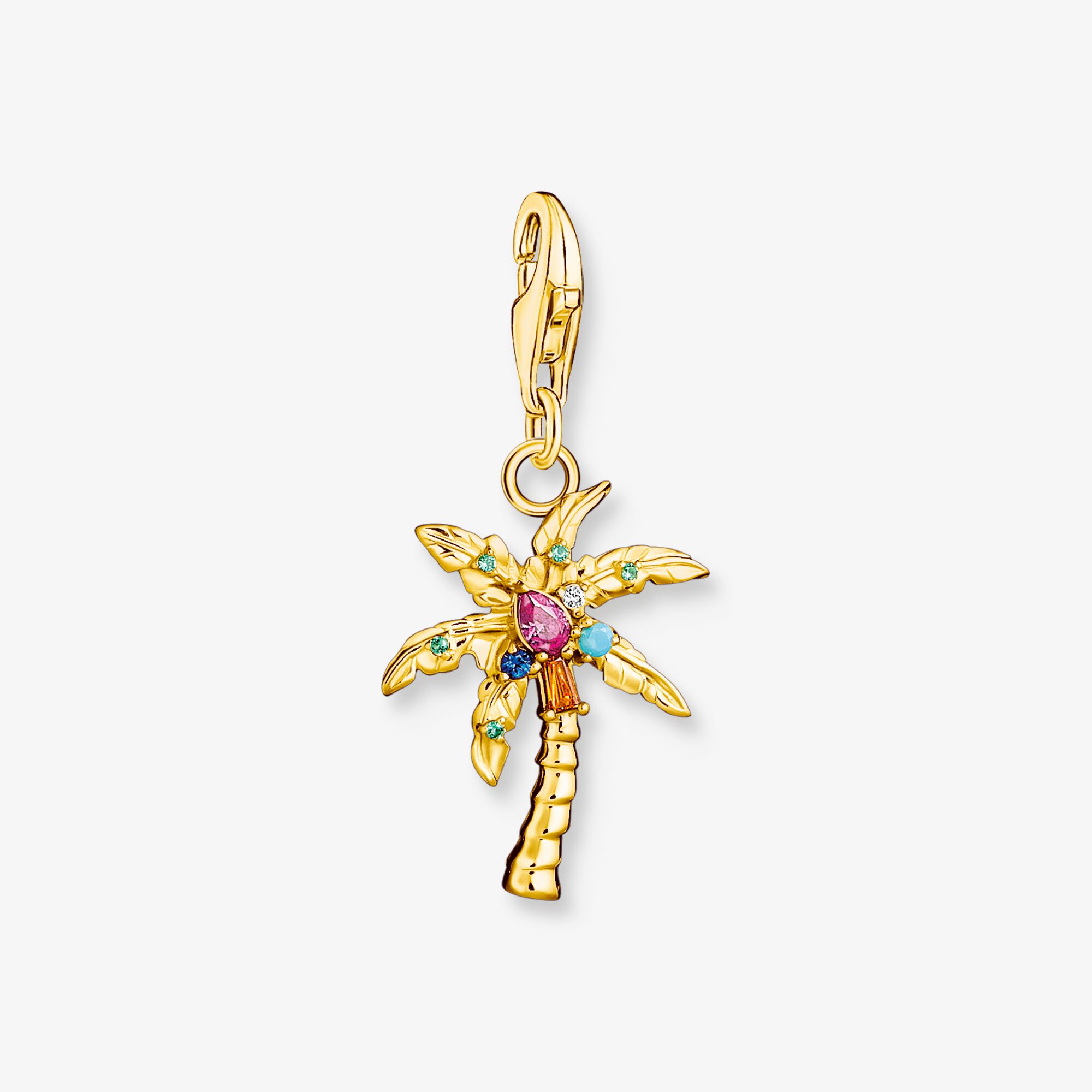 THOMAS SABO Pendentif Charm palmier multicolore plaqué or Argent Sterling 925‰ doré or jaune 18 carats , Taille: one size, pour femme