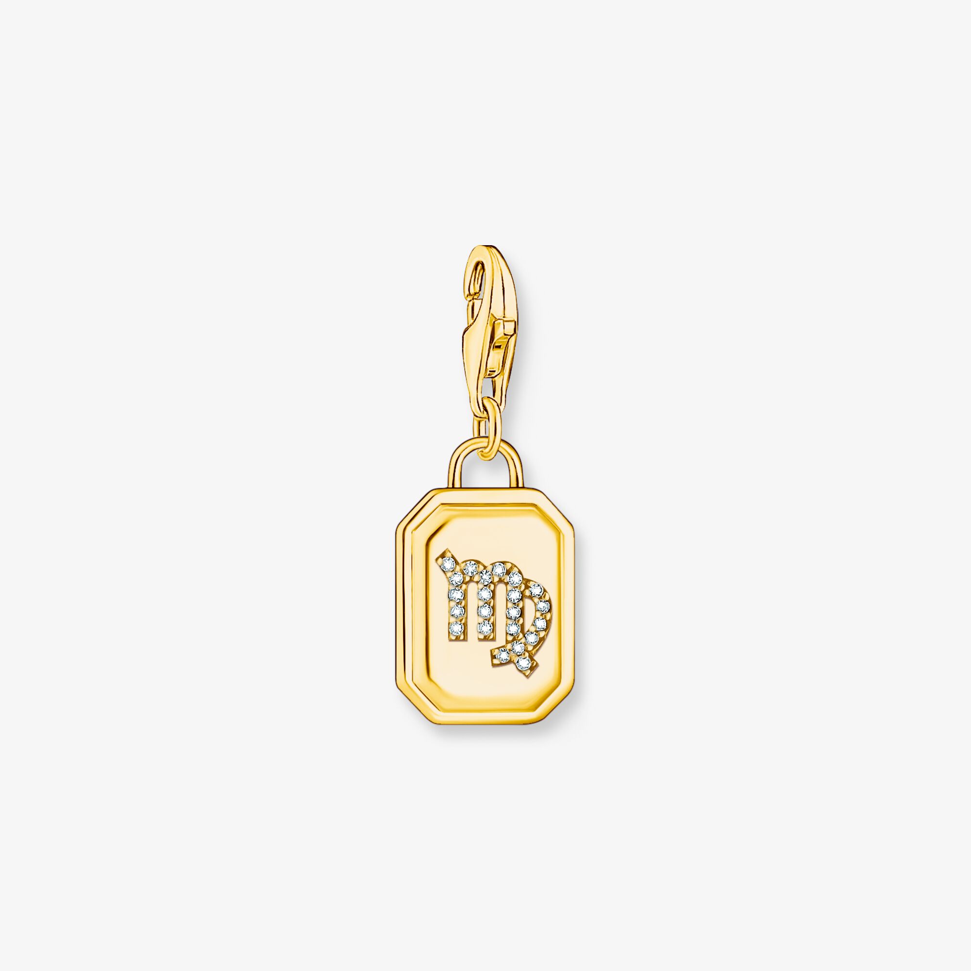 THOMAS SABO Breloque Charm signe du zodiaque Vierge dorée, ornée de pierres Argent sterling doré or jaune, Taille: one size, pour femme