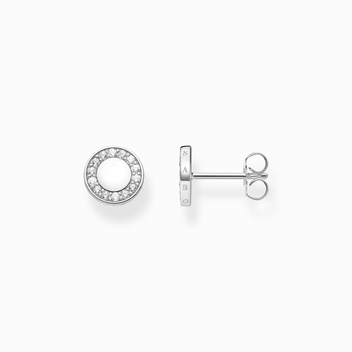 Ohrstecker Kreis mit weißen Steinen Silber | THOMAS SABO