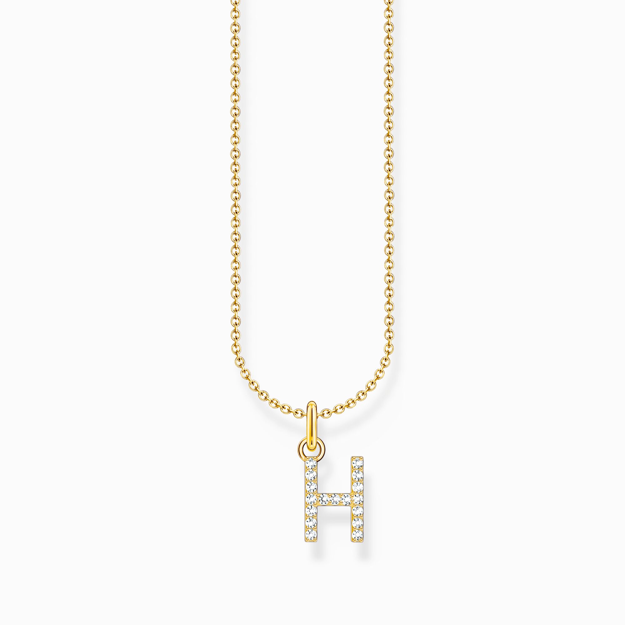 Gold-plated necklace with letter pendant H and white zirconia from the Charming Collection collection in the THOMAS SABO online store