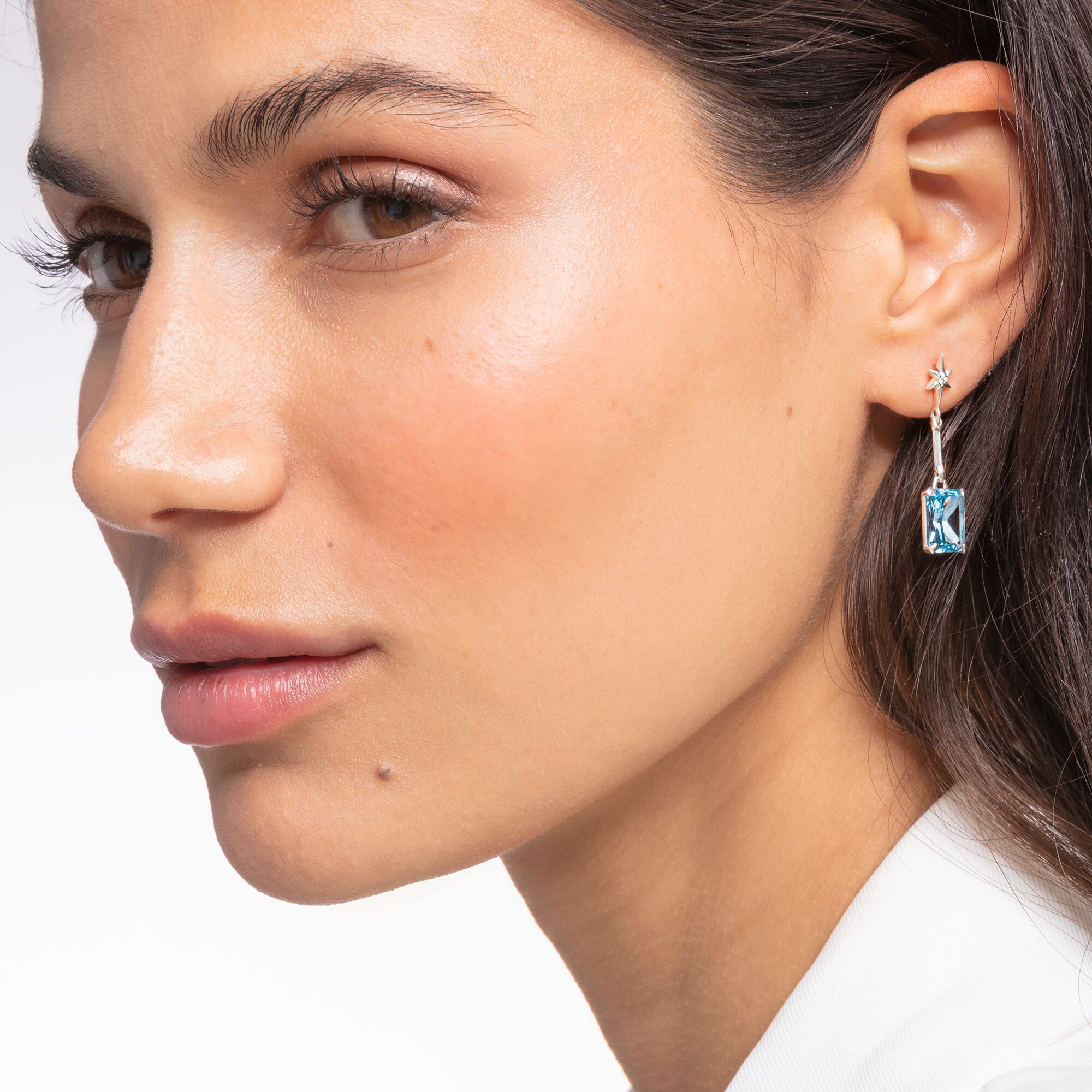 with SABO and THOMAS Earrings stone aquamarine-coloured | silver star