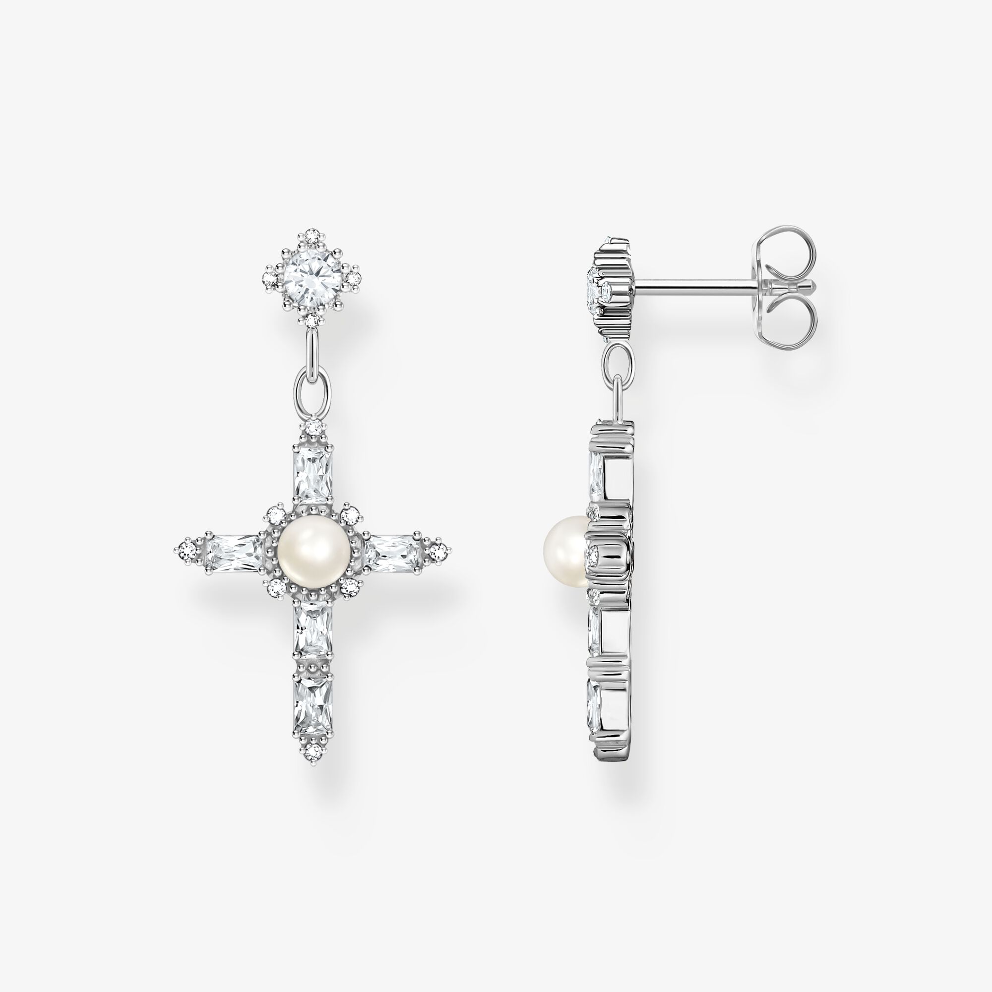 THOMAS SABO Ohrringe Kreuz Cross Romance weiß Silber, Sterlingsilber, Größe: one size, Damen