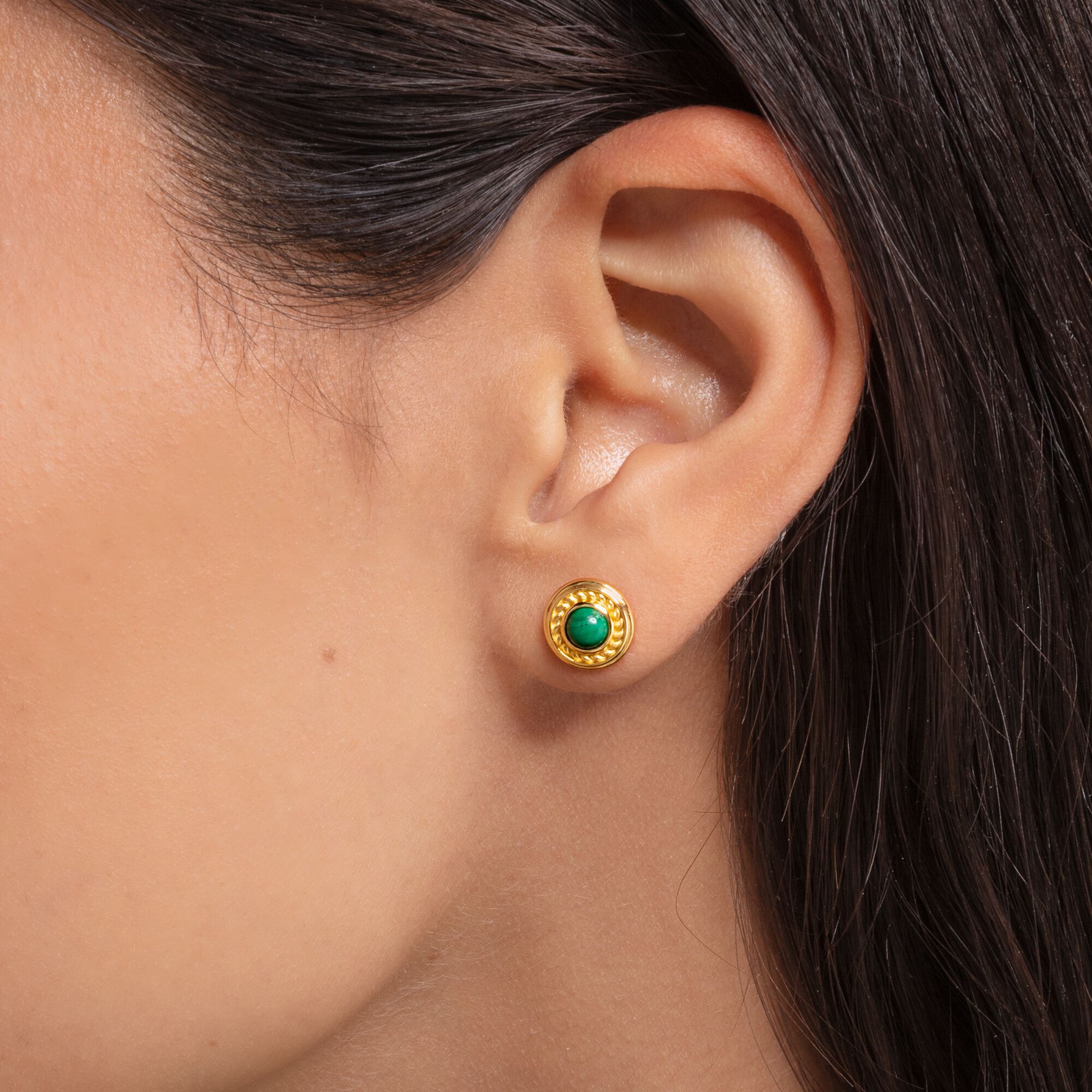 Ear studs for women: Vintage-look with green malachite | THOMAS SABO