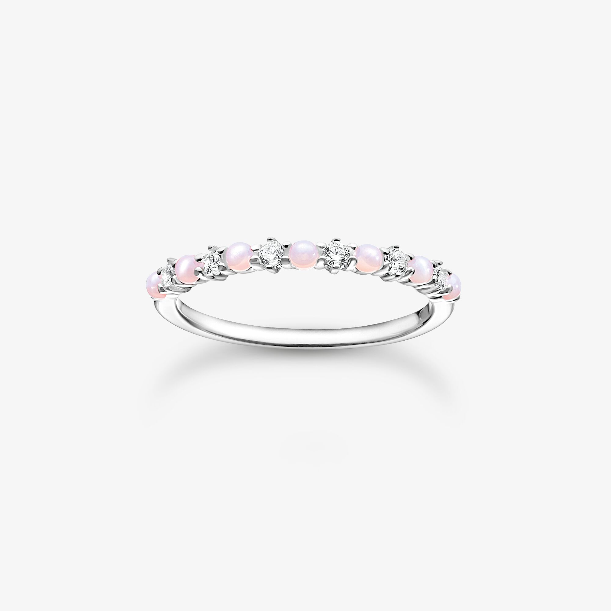 THOMAS SABO Bague rose et blanche pierres, Argent sterling, Taille: 54, femme