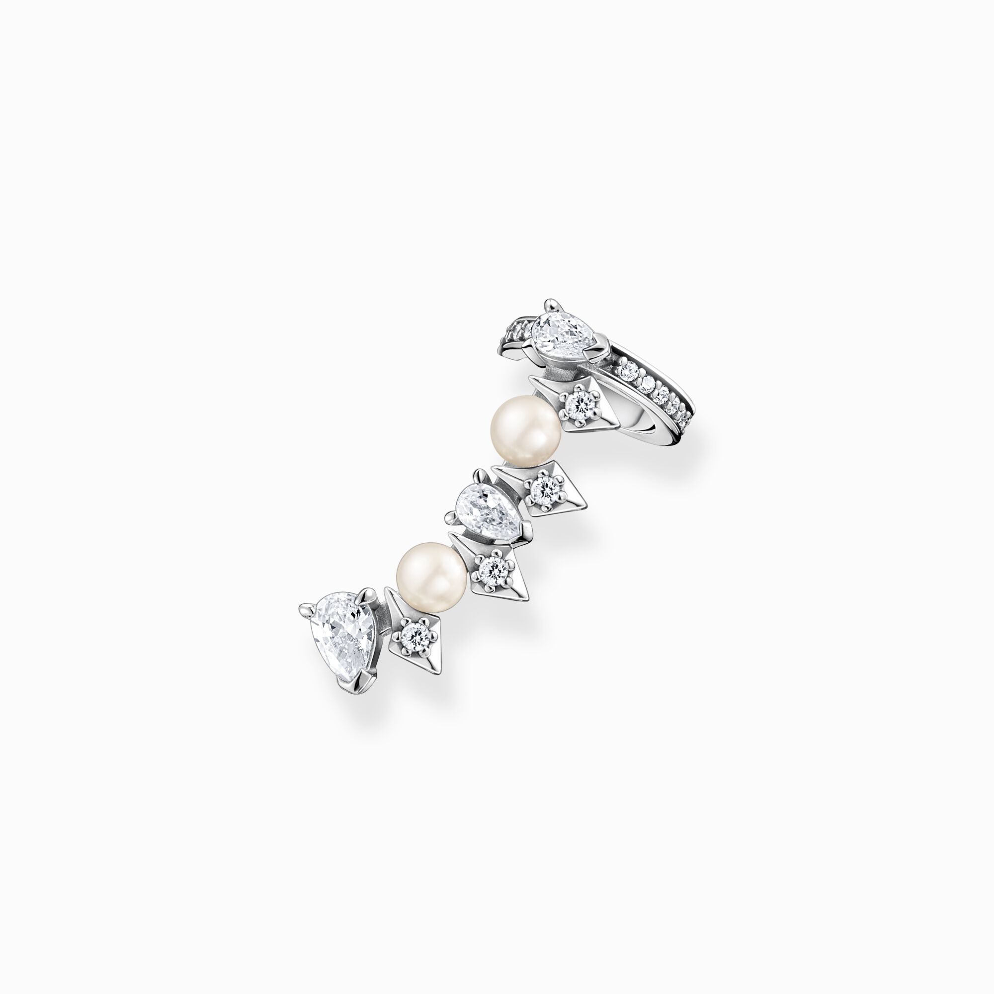 Single ear stud pearls and ice crystals silver from the  collection in the THOMAS SABO online store