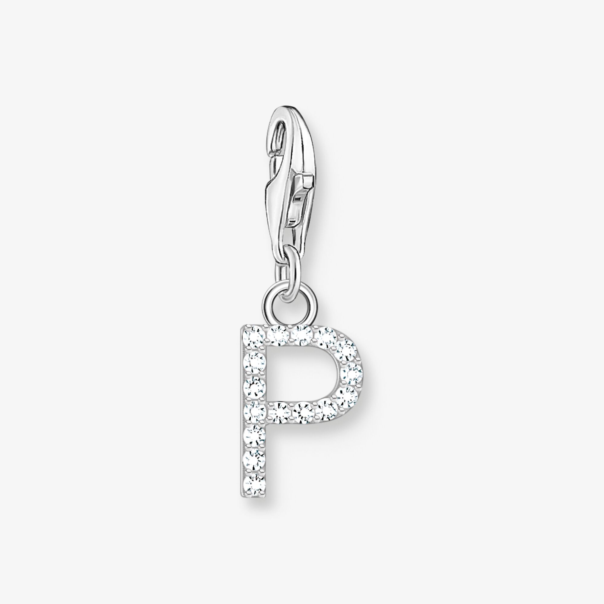 THOMAS SABO Charm-hängsmycke bokstaven P med vita stenar silver, 925 sterlingsilver, Storlek: one size, för damer