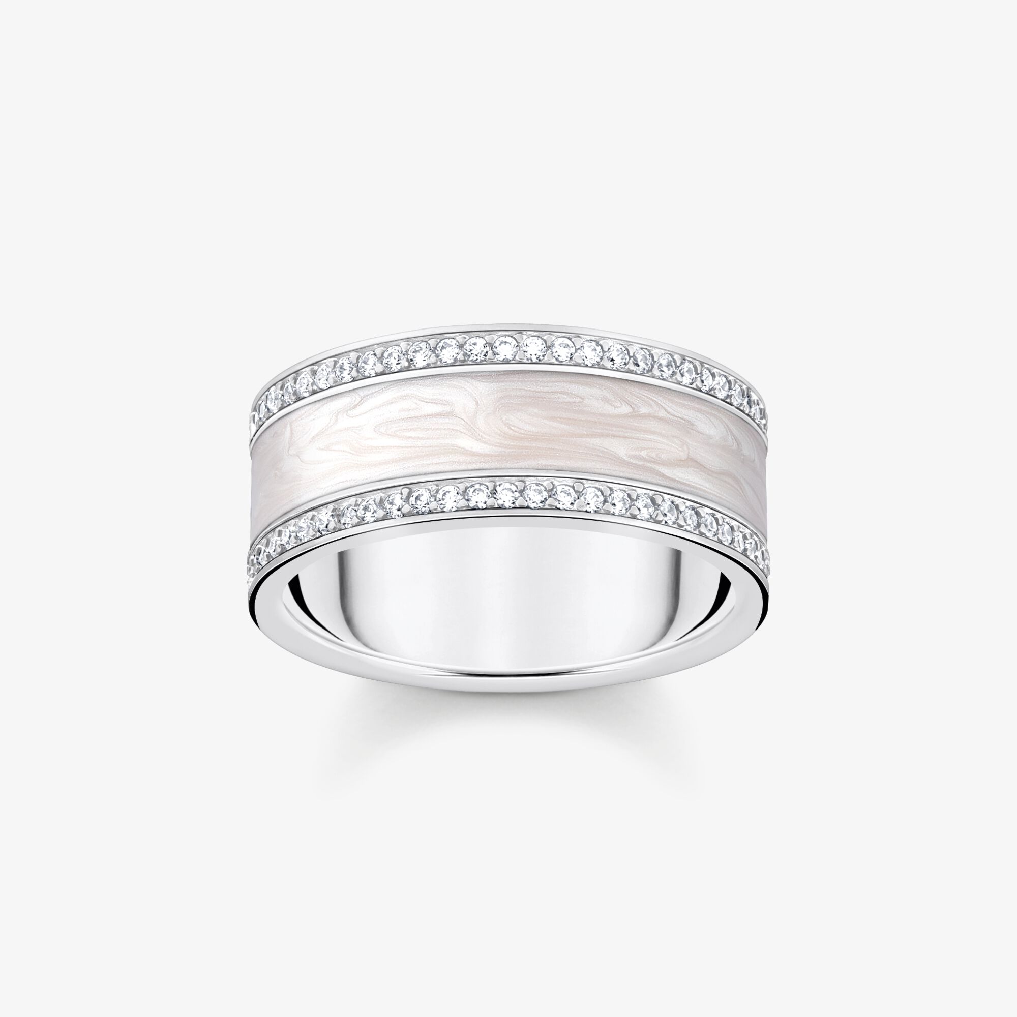 THOMAS SABO Ring weiß mit Steinen Silber, Sterlingsilber, Größe: 58, Damen