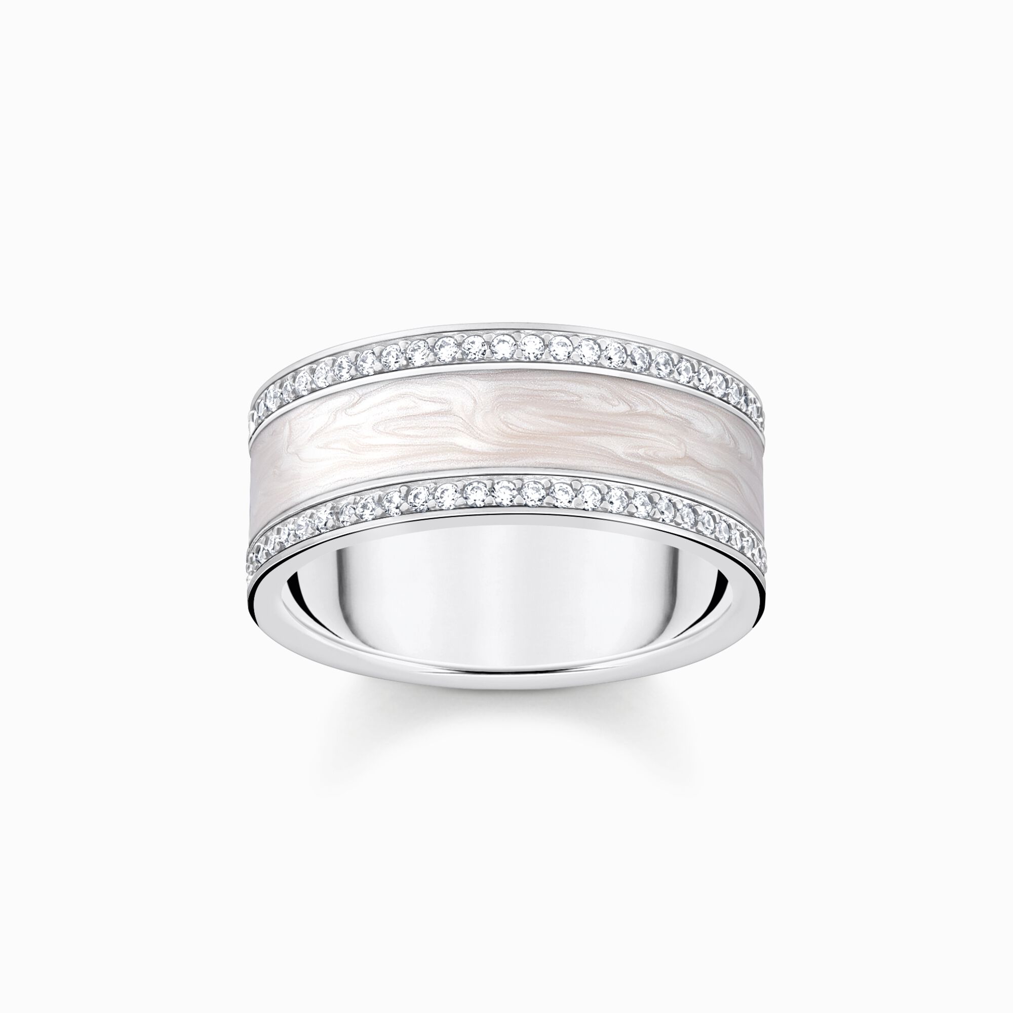 Silver band ring with cold enamel and stones from the  collection in the THOMAS SABO online store