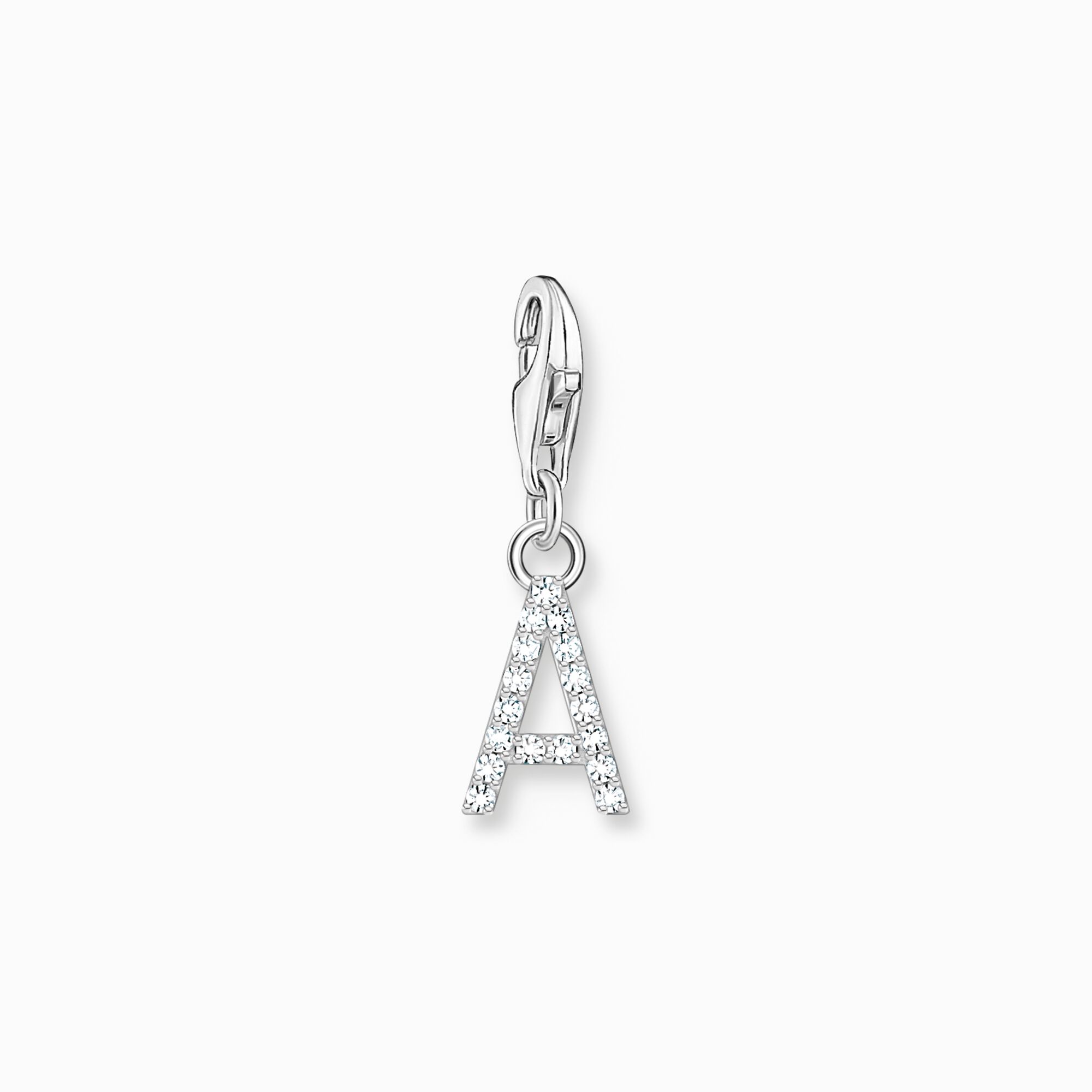 Charm pendant letter A with white stones silver from the Charm Club collection in the THOMAS SABO online store