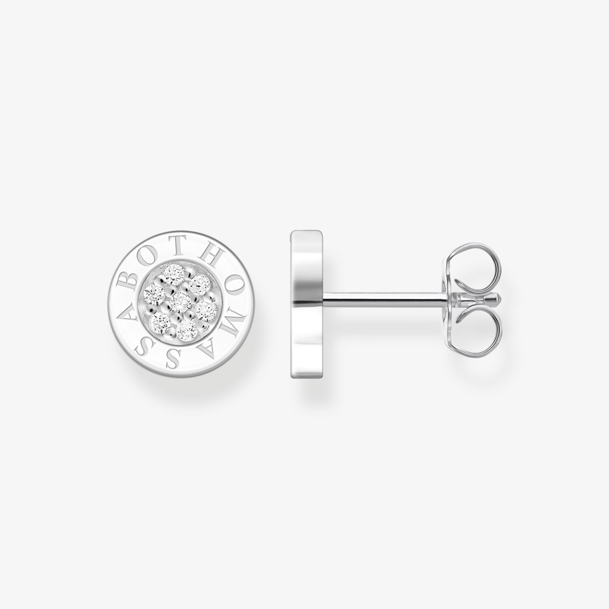 THOMAS SABO Clous d'oreilles classique pavé blanc, Argent sterling, Taille: one size, femme
