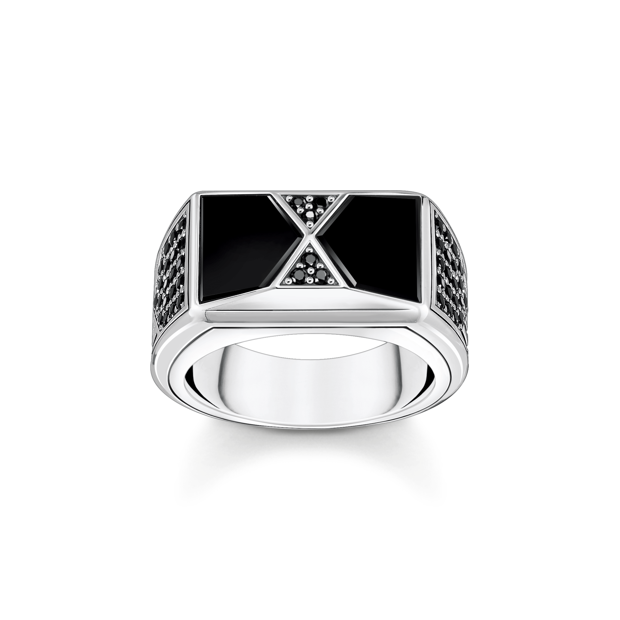 Thomas Sabo Ring mit schwarzem Onyx und schwarzen Steinen Silber schwarz TR2430-508-11-54