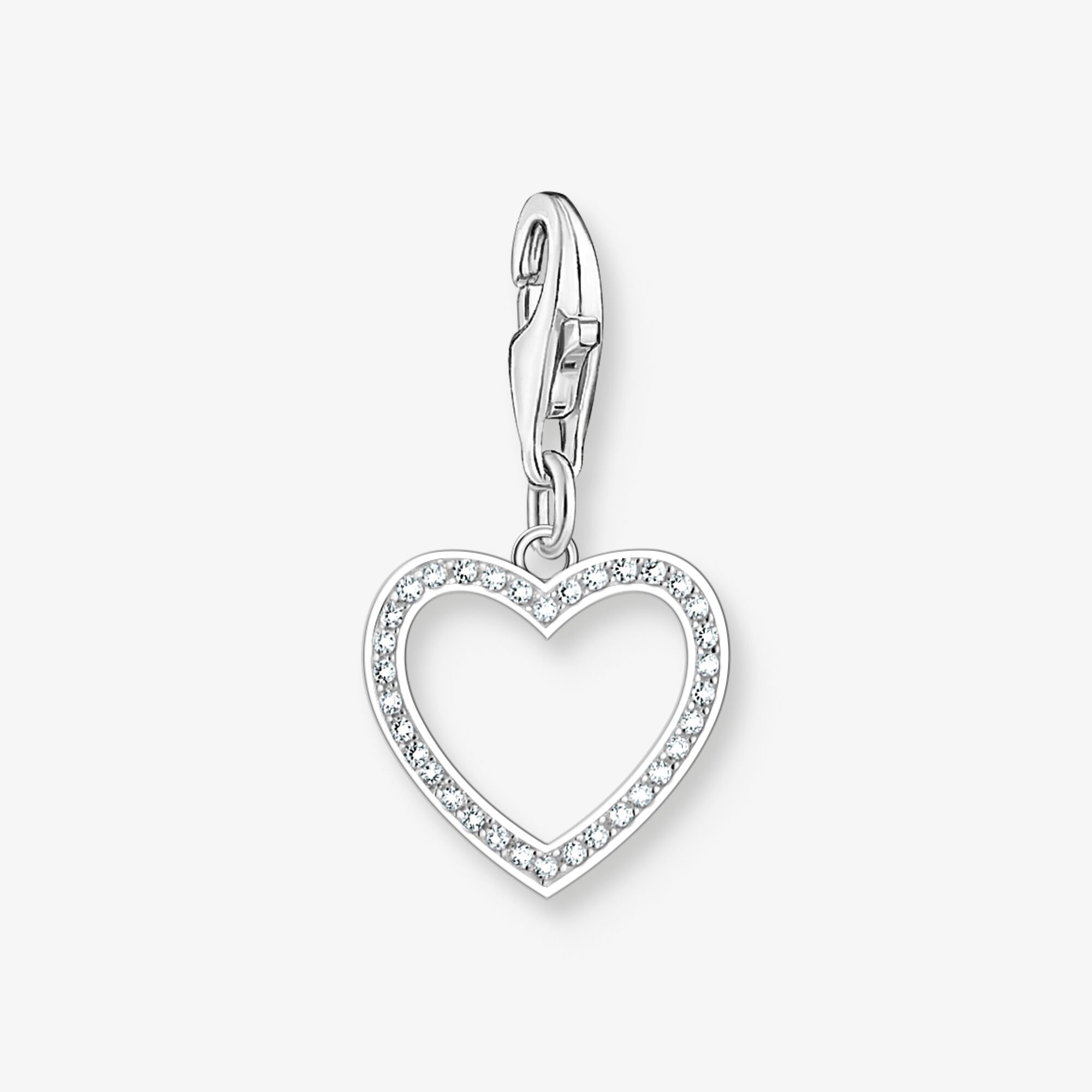 THOMAS SABO Charm-Hängsmycke hjärt med vita silverstenar, 925 sterlingsilver, Storlek: one size, för damer