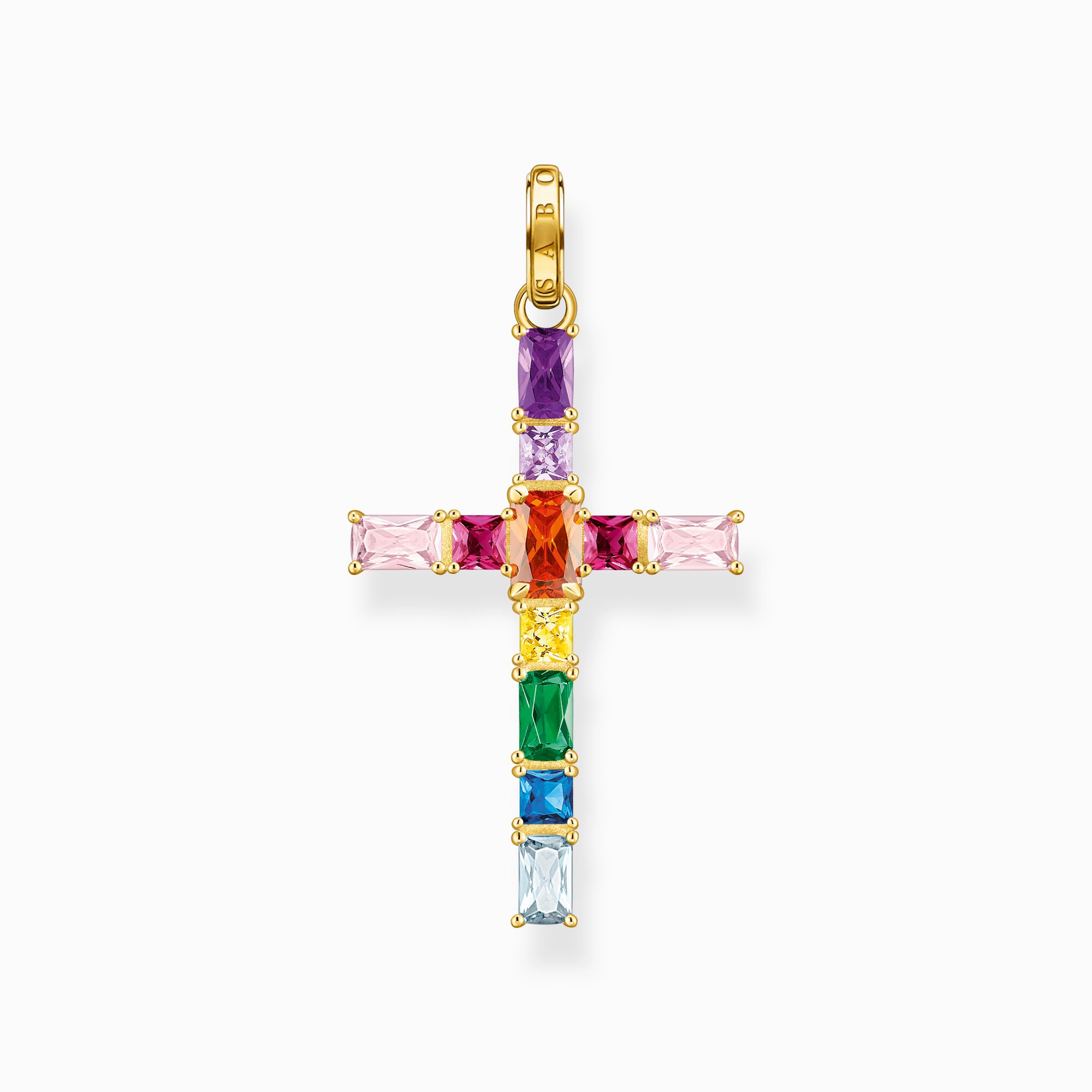 Anh&auml;nger Kreuz mit bunten Steinen vergoldet aus der  Kollektion im Online Shop von THOMAS SABO