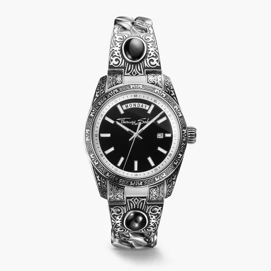 Watch with Western-style ornaments and onyx