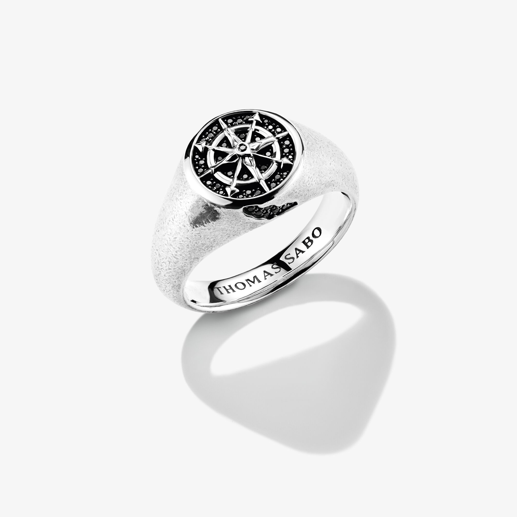 THOMAS SABO Siegelring Kompass Zirkonia Rebel Icons Silber, Sterlingsilber, Größe: 60, Unisex