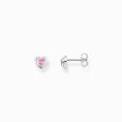 Silver blackened ear studs in heart-shape with pink zirconia from the  collection in the THOMAS SABO online store
