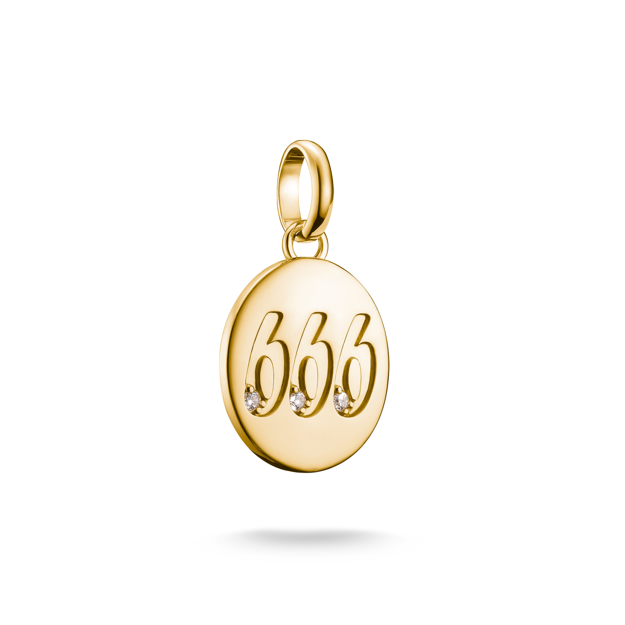 Thomas Sabo Charm-Anhänger Engelzahl 666 mit Steinen Connect vergoldet mit Gravur weiß CC1253-414-14