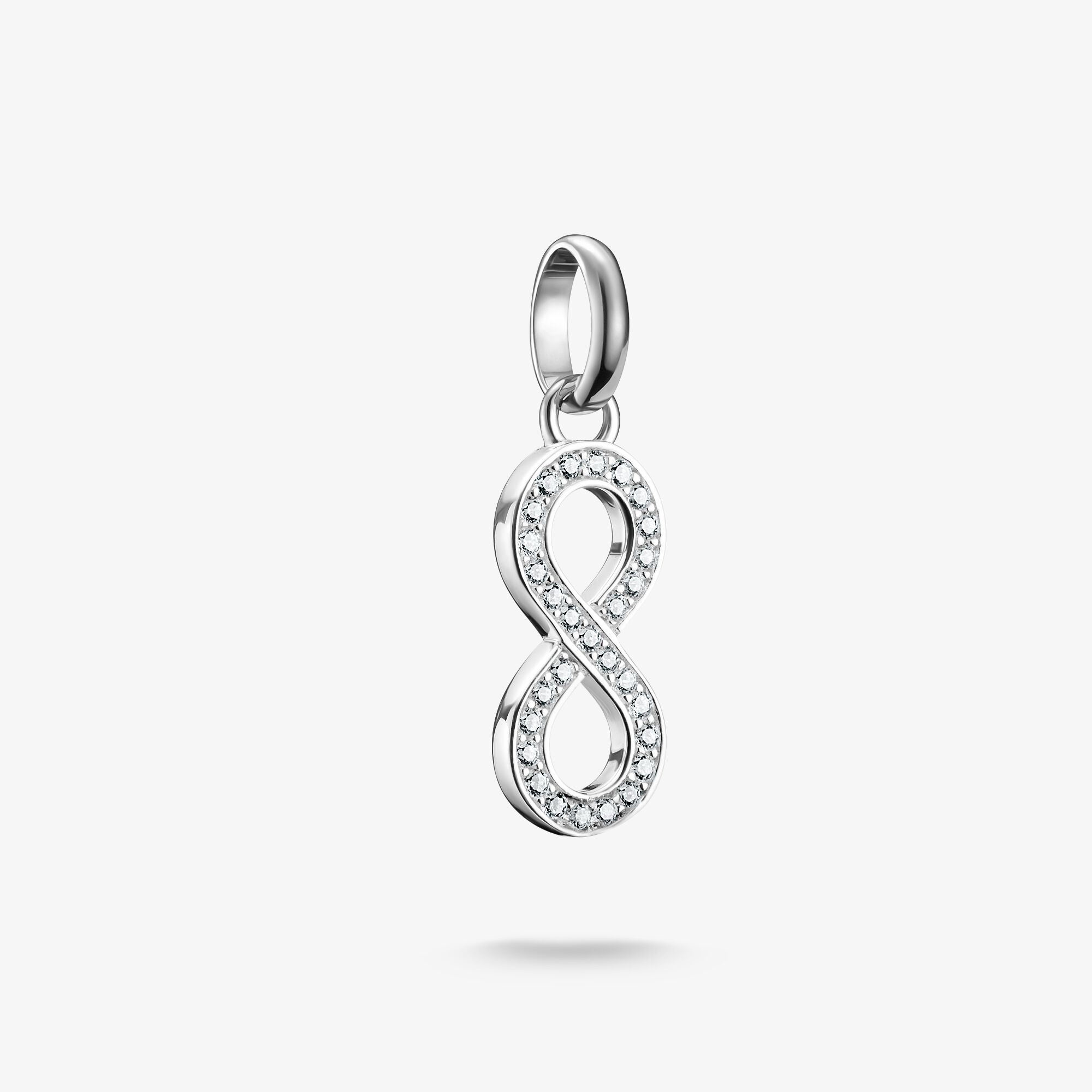 THOMAS SABO Pendentif Charm symbole infini avec pierres blanches Connect argent, Argent sterling, Taille: one size, femme