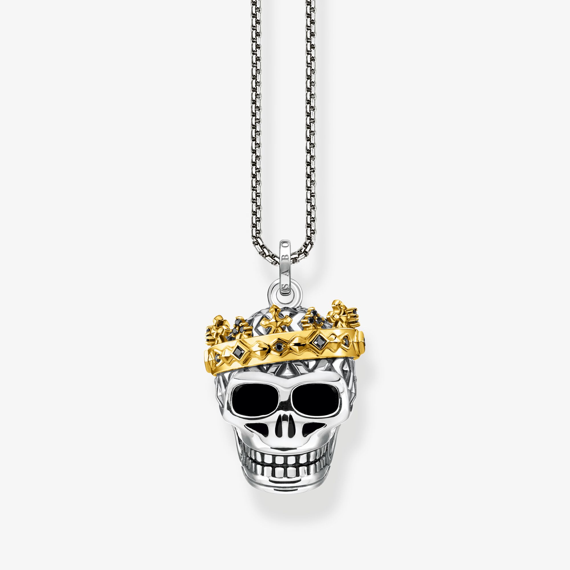 THOMAS SABO Chaîne tête de mort couronne, Argent sterling doré or jaune, Taille: 50 cm, Unisex