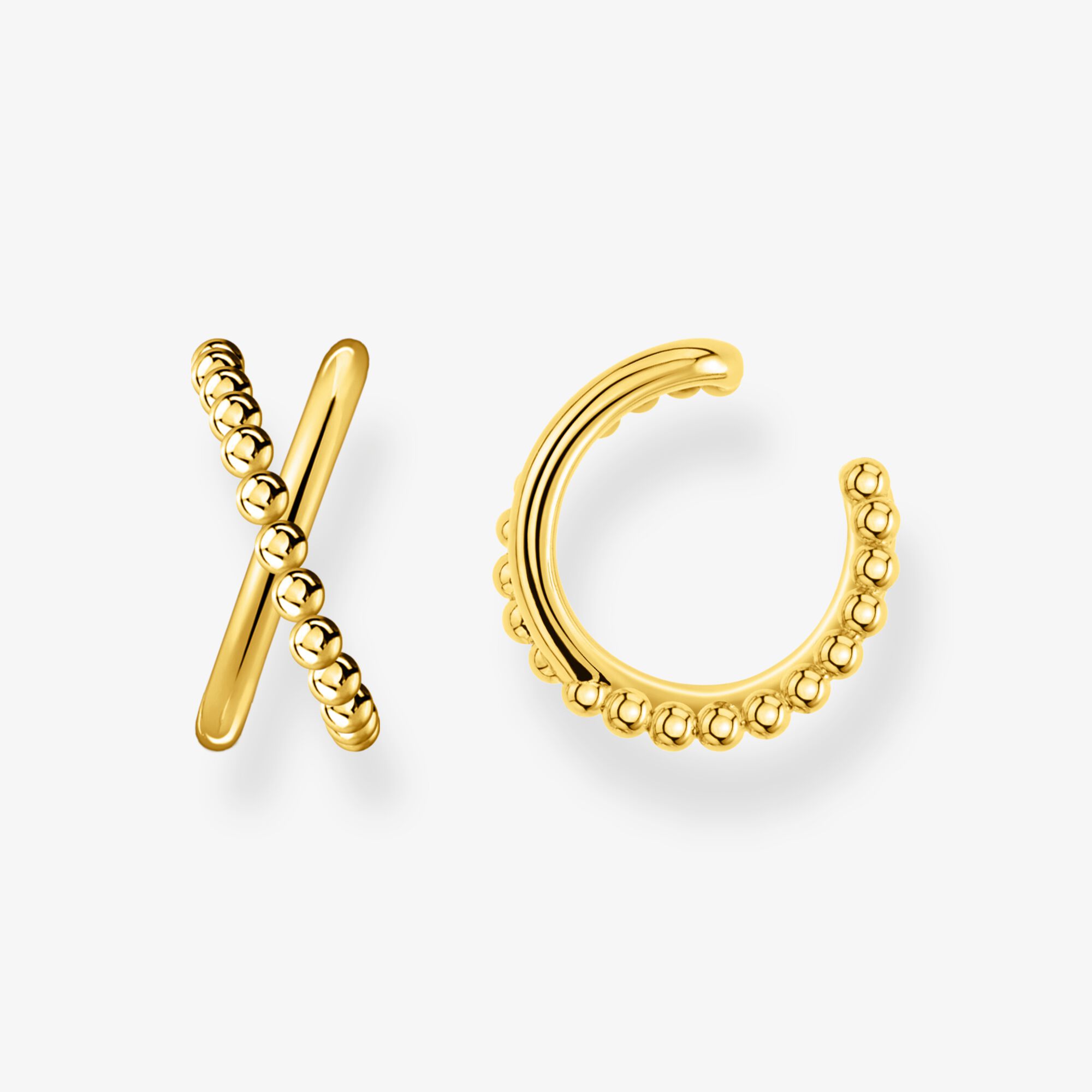 THOMAS SABO Manchette d’oreille unique double billes d'or Argent sterling doré or jaune, Taille: one size, pour femme