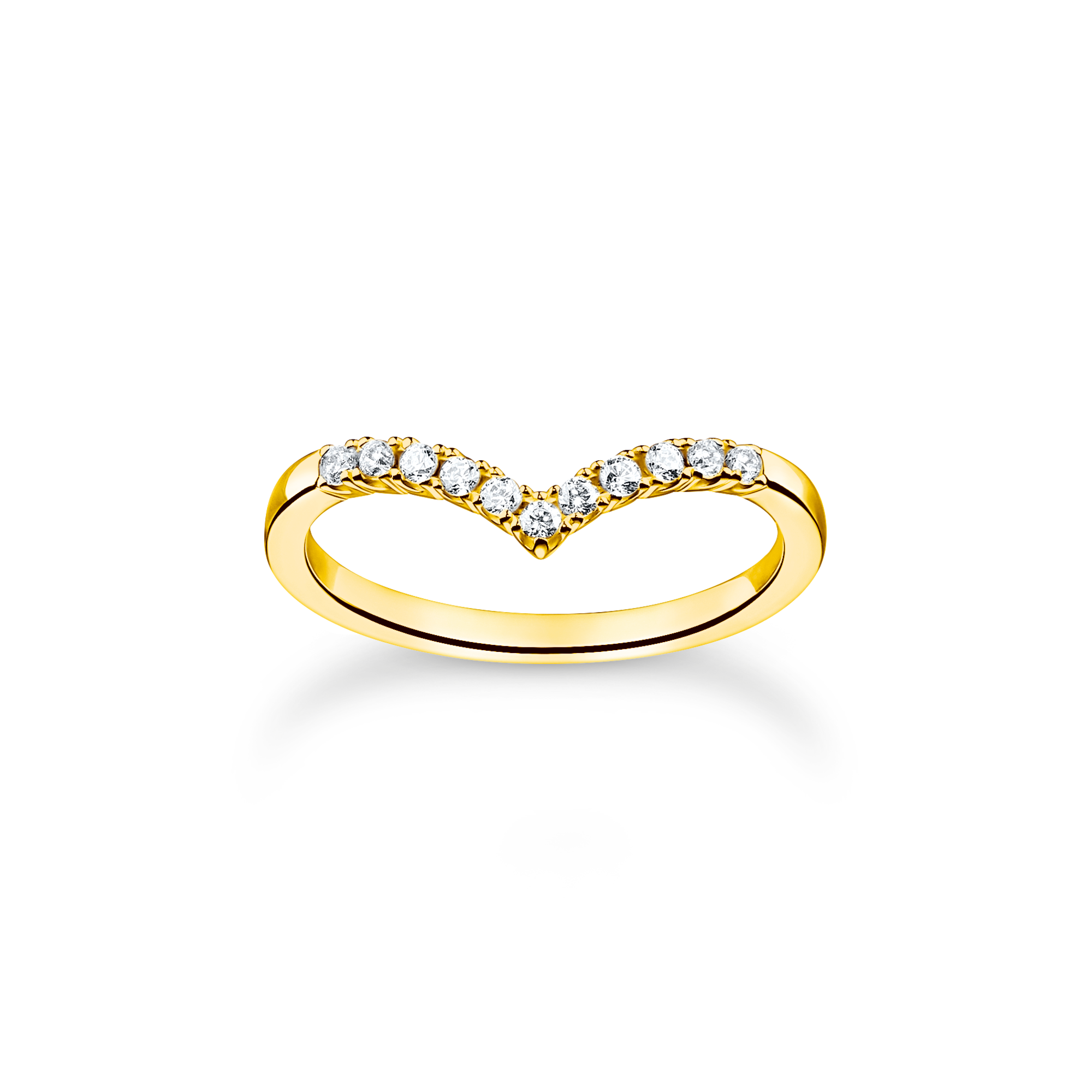 Thomas Sabo Ring V-Form mit weißen Steinen gold weiß TR2394-414-14-52