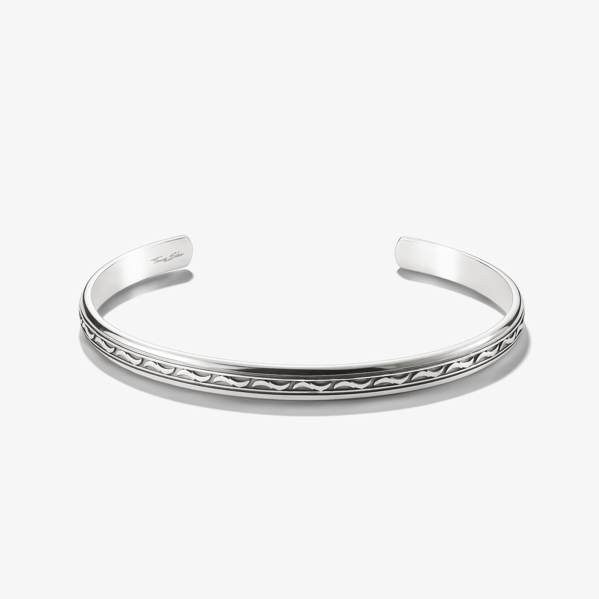 THOMAS SABO Bracelet jonc gravure Wild Horses chevaux sauvages argent, Argent Sterling 925‰, noirci, Taille: 19 cm, homme