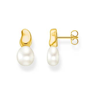 Gold-plated ear studs with freshwater pearls Natural Beauty from the  collection in the THOMAS SABO online store