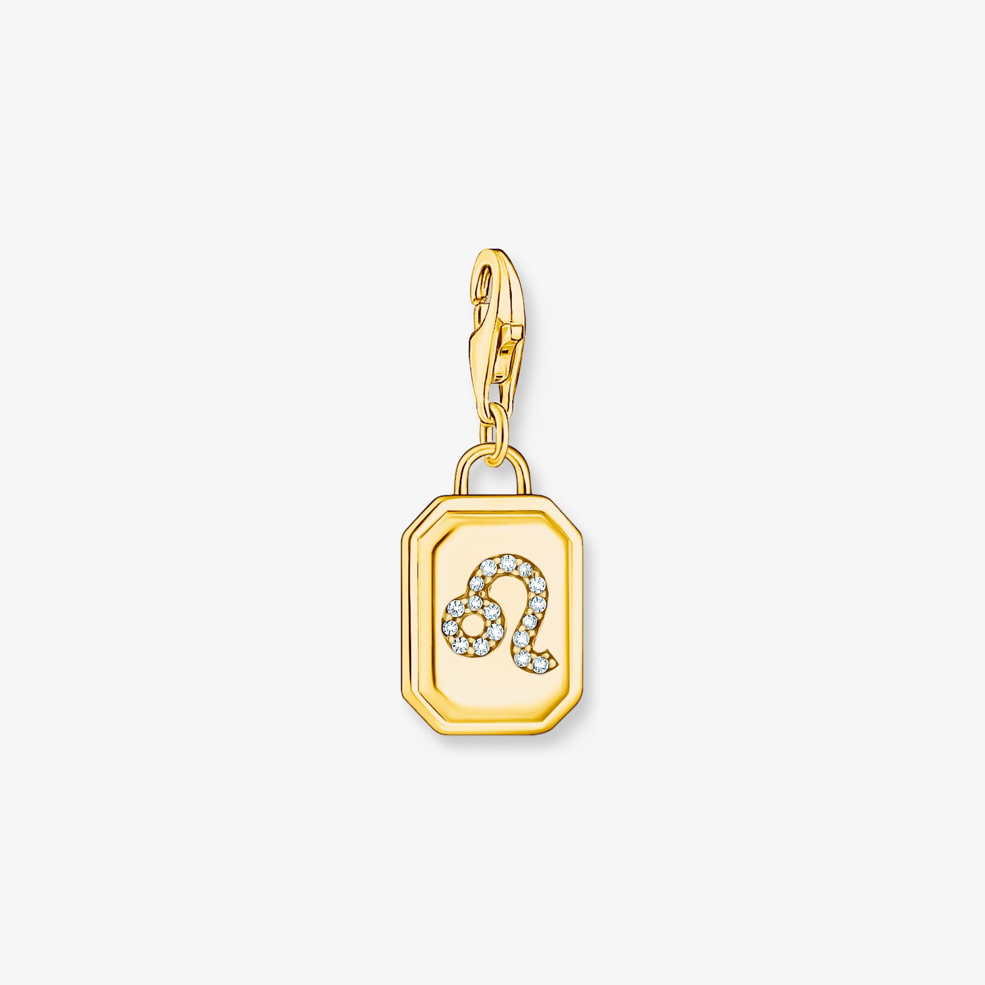 THOMAS SABO Breloque Charm signe du zodiaque Lion dorée, ornée de pierres Argent sterling doré or jaune, Taille: one size, pour femme