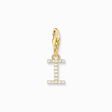 Charm pendant letter I with white stones gold plated from the Charm Club collection in the THOMAS SABO online store