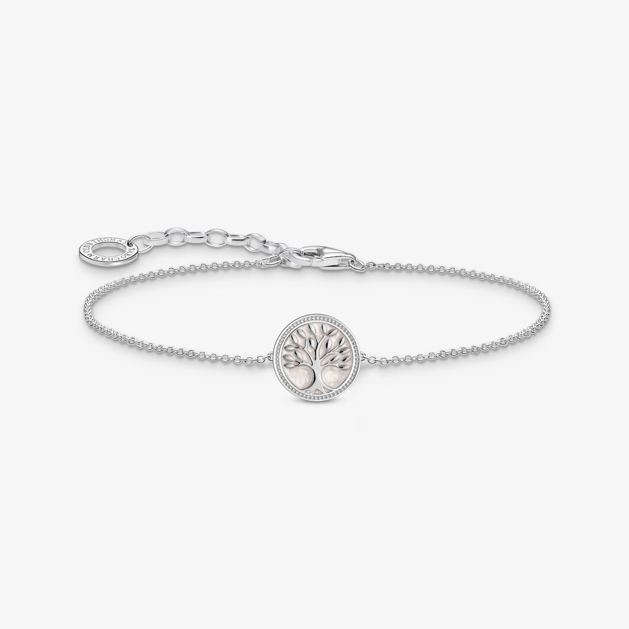 THOMAS SABO Armband mit Tree-of-Love-Anhänger und weißer Emaille Silber, Sterlingsilber, Größe: 19 cm, Damen