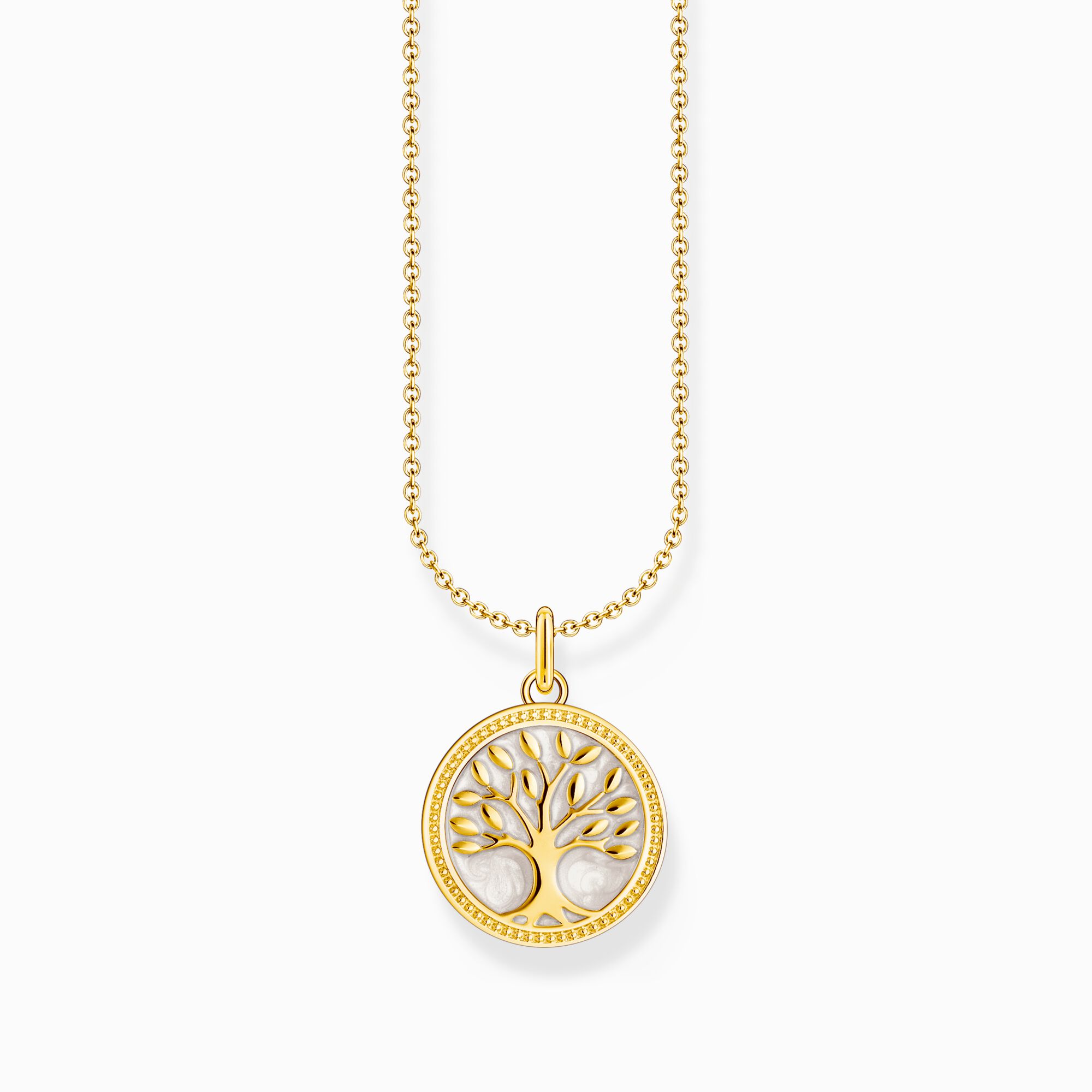 Halsband med tree of love-h&auml;nge och vit emalj, guldpl&auml;terat ur kollektionen Charming Collection i THOMAS SABO:s onlineshop