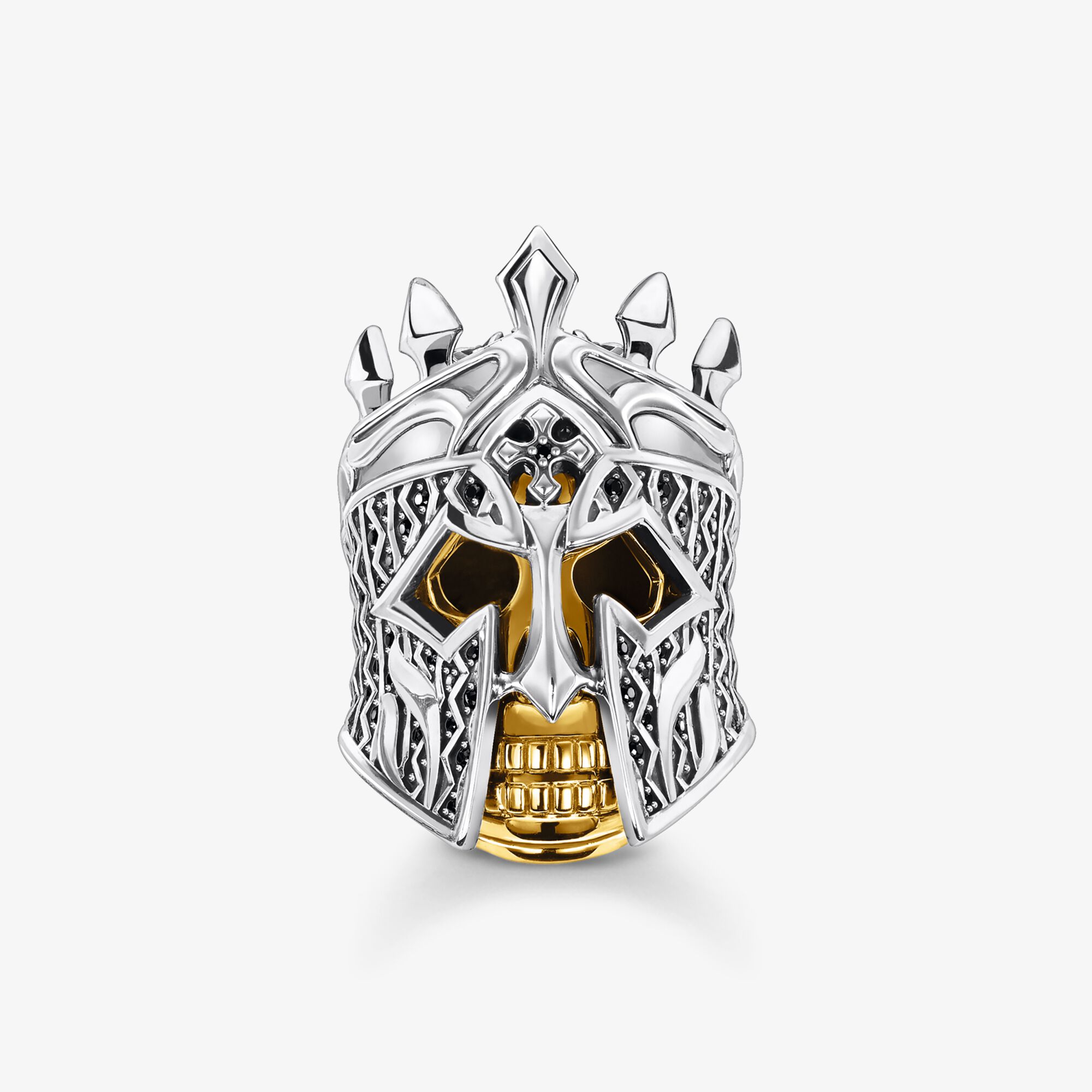 THOMAS SABO Bague tête de mort chevalier, Argent sterling doré or jaune, Taille: 52, Unisex